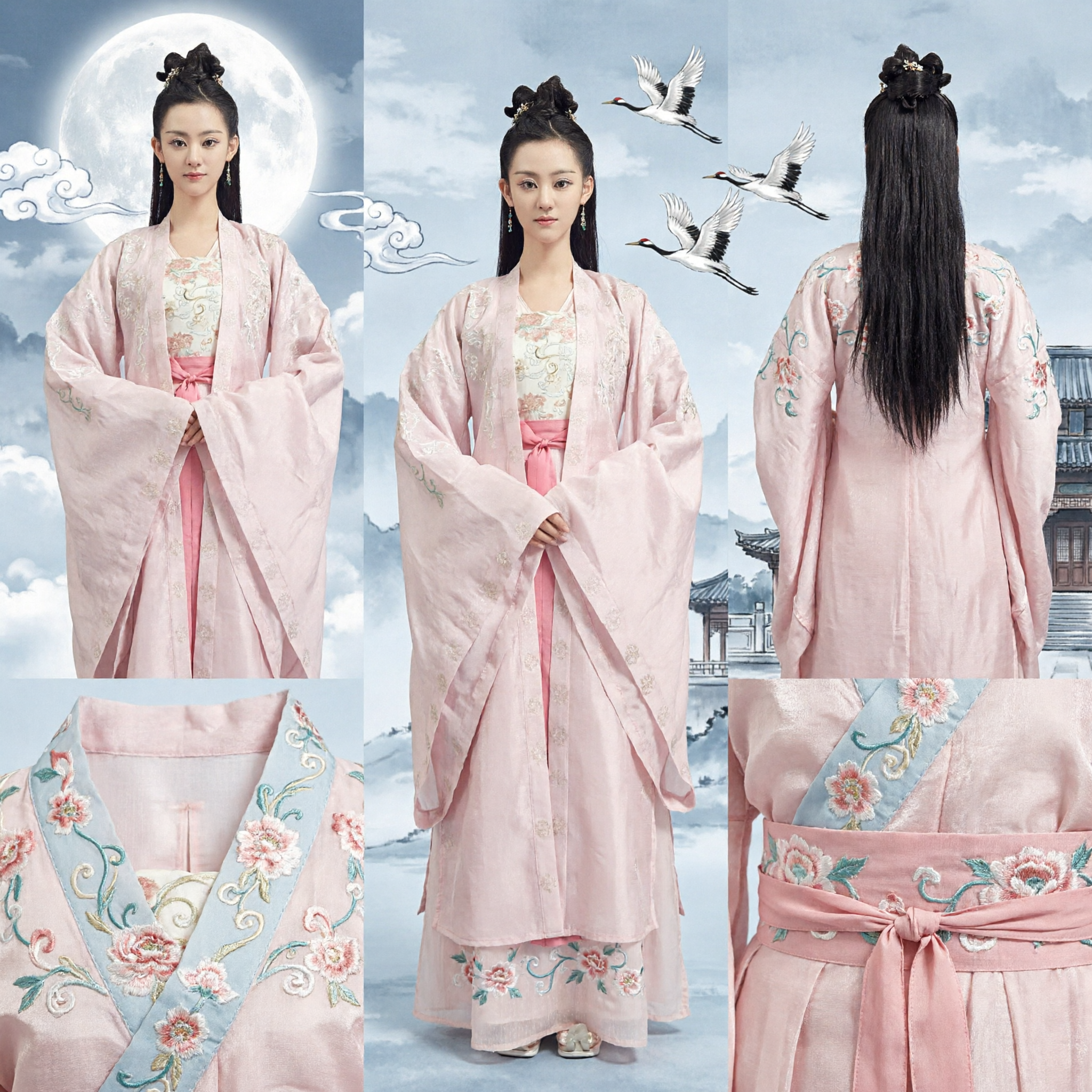 Elegant Light Pink Hanfu Ancient Chinese Costume Traditional Tang Dynasty Fairy Dress for Women Performance - Asian Costume