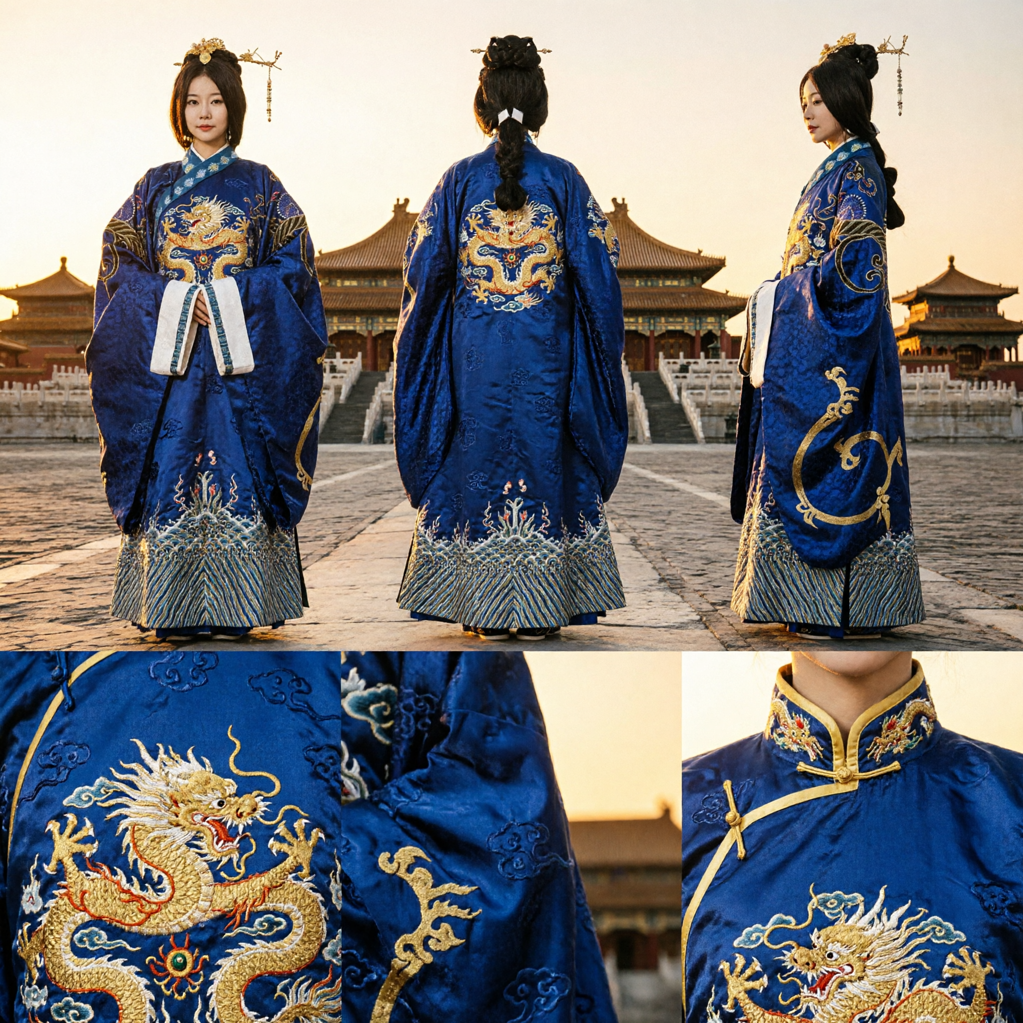 Elegant Blue Han Dynasty Hanfu Traditional Chinese Costume Women's Embroidered Robe Historical Cosplay Dress - Asian Costume