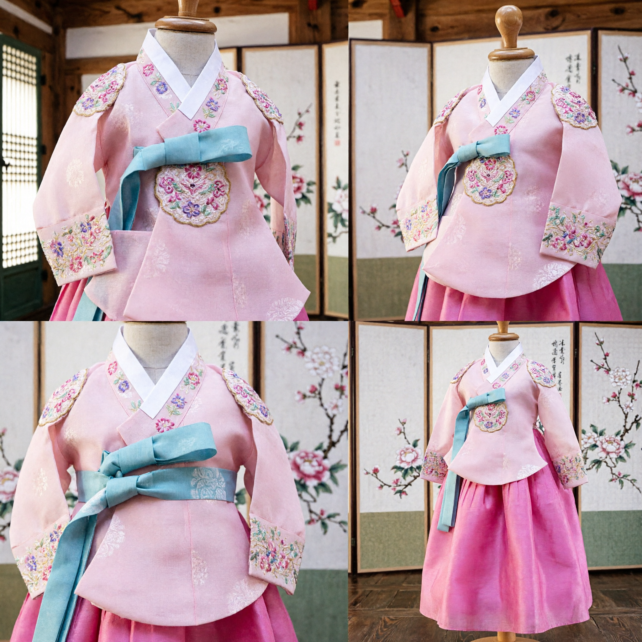 Pink Traditional Korean Hanbok Dress for Girls Kids Costume for Wedding Birthday Party and Holiday - Asian Costume