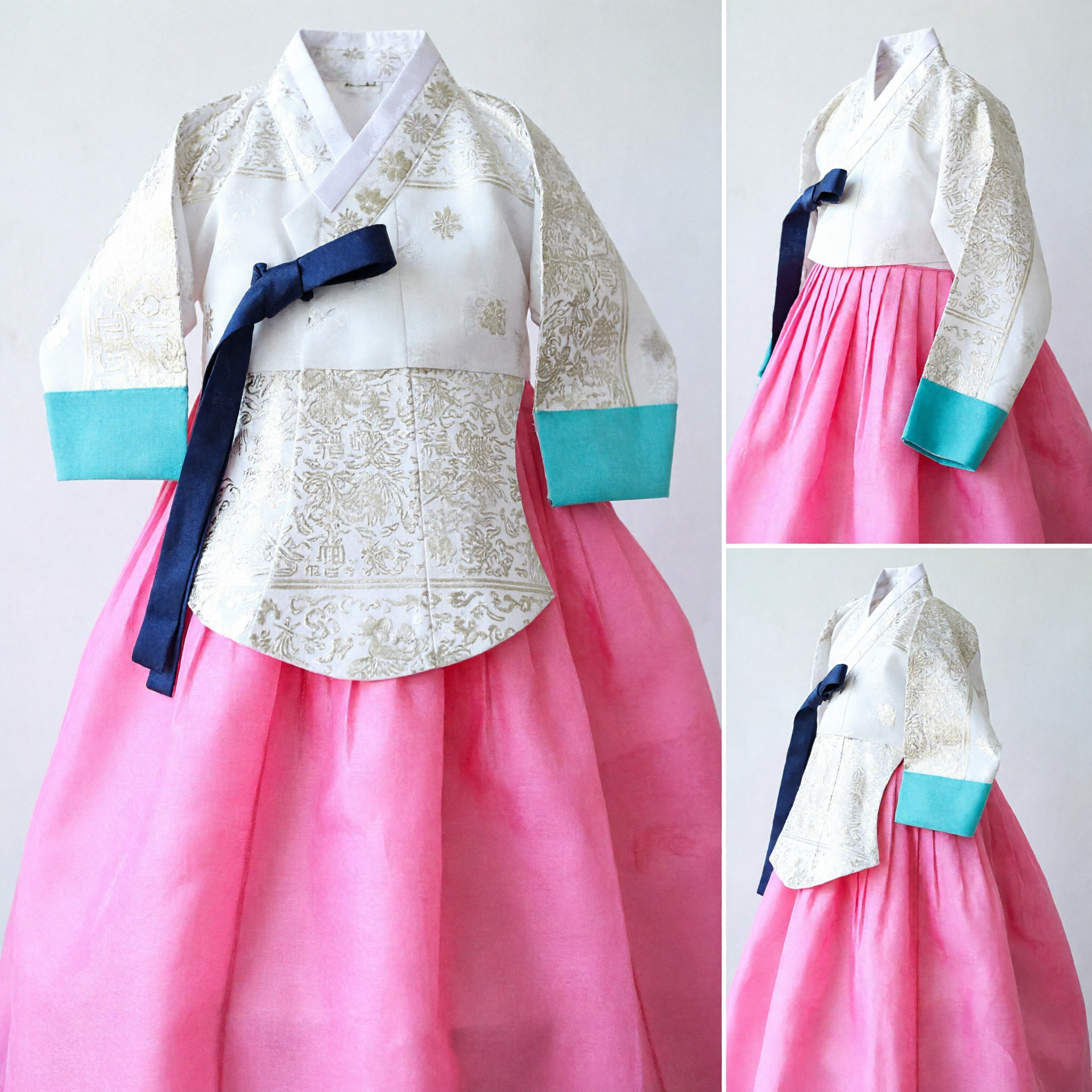 Traditional Korean Hanbok for Girls Pink Chima and White Jeogori Formal Dress for Birthday Party - Asian Costume