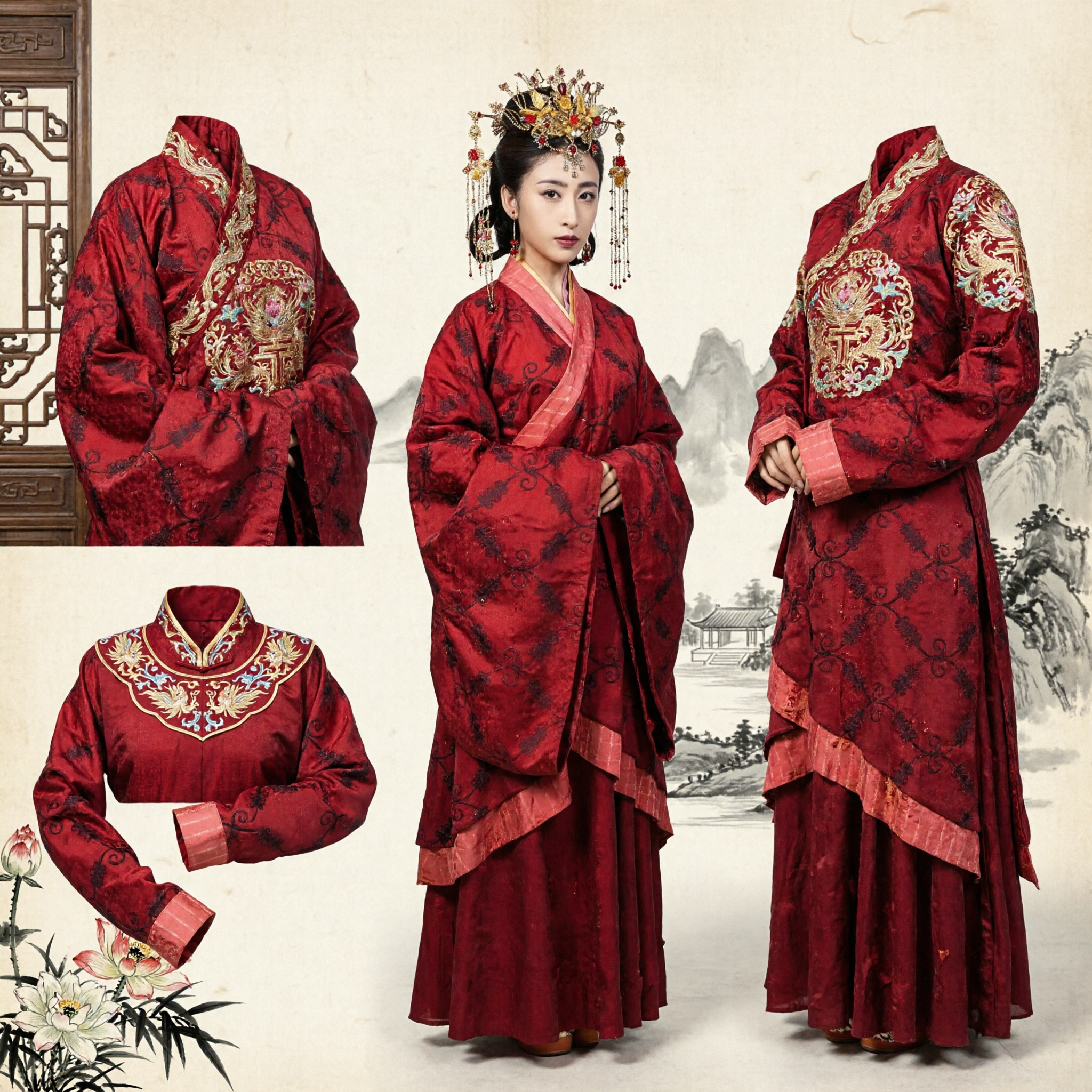 Traditional Chinese Hanfu Ancient Red Robe Han Dynasty Noblewoman Costume for Women Cosplay Performance - Asian Costume