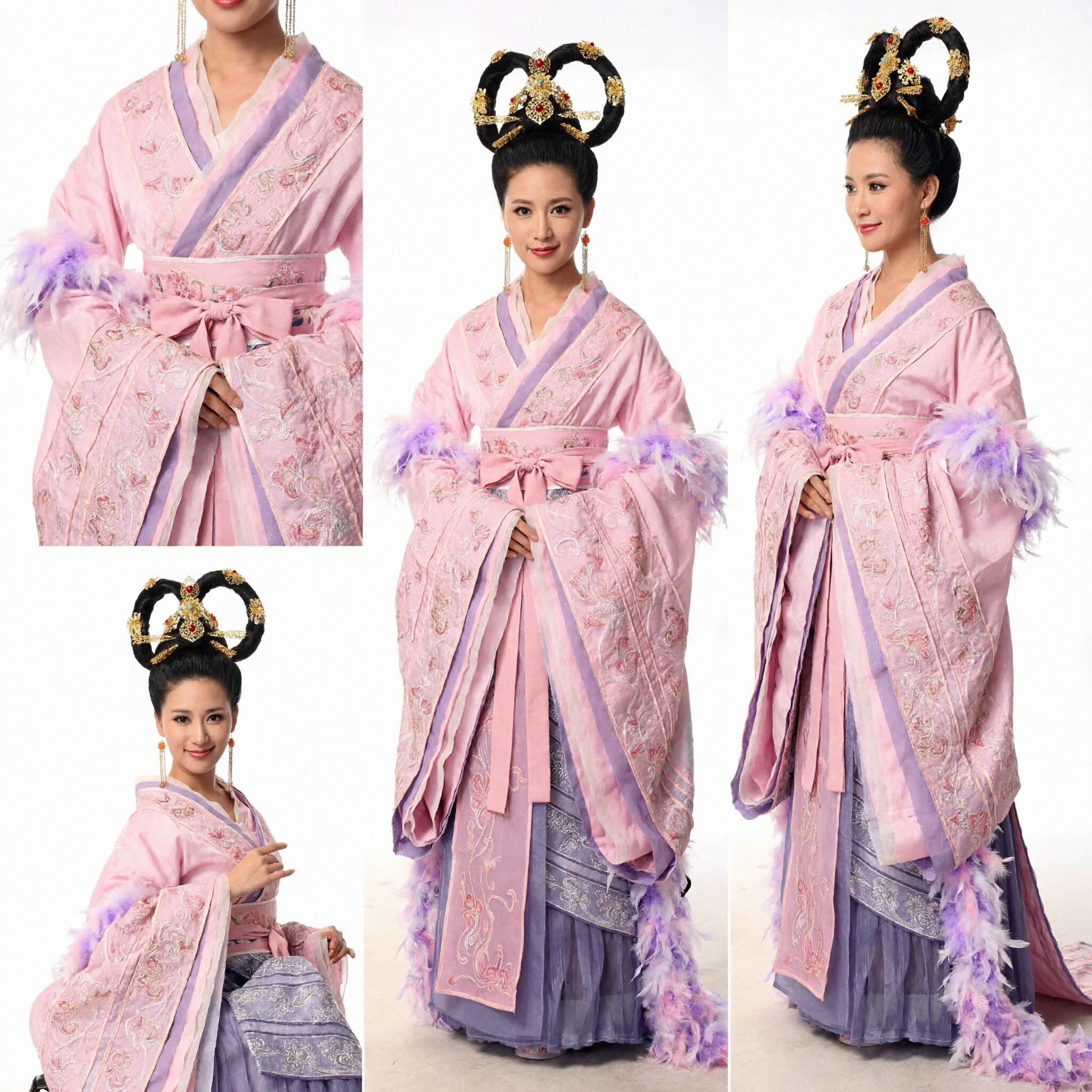 Ancient Chinese Princess Pink Hanfu Costume for Women Historical Drama Cosplay Performance Dress with Hair Accessories - Asian Costume