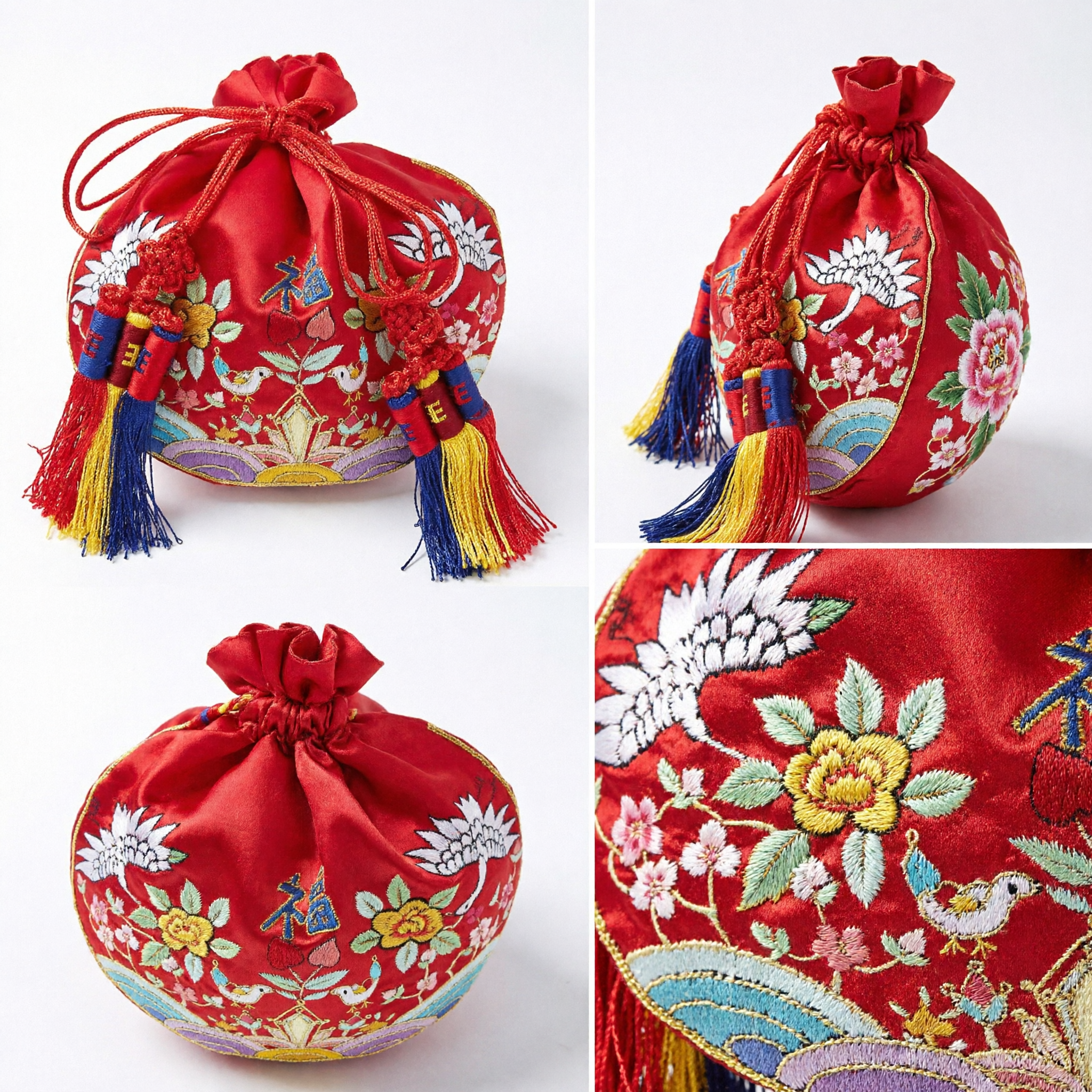 Traditional Chinese Red Silk Embroidered Baby Hat with Tassels for Lunar New Year Full Moon Celebration - Asian Costume