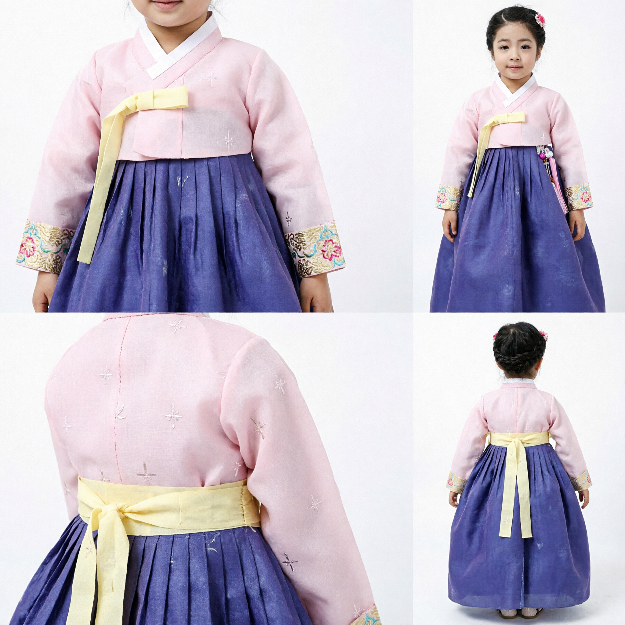 Elegant Pink and Purple Korean Hanbok Traditional Dress for Girls Kids Festival Birthday Party Costume - Asian Costume