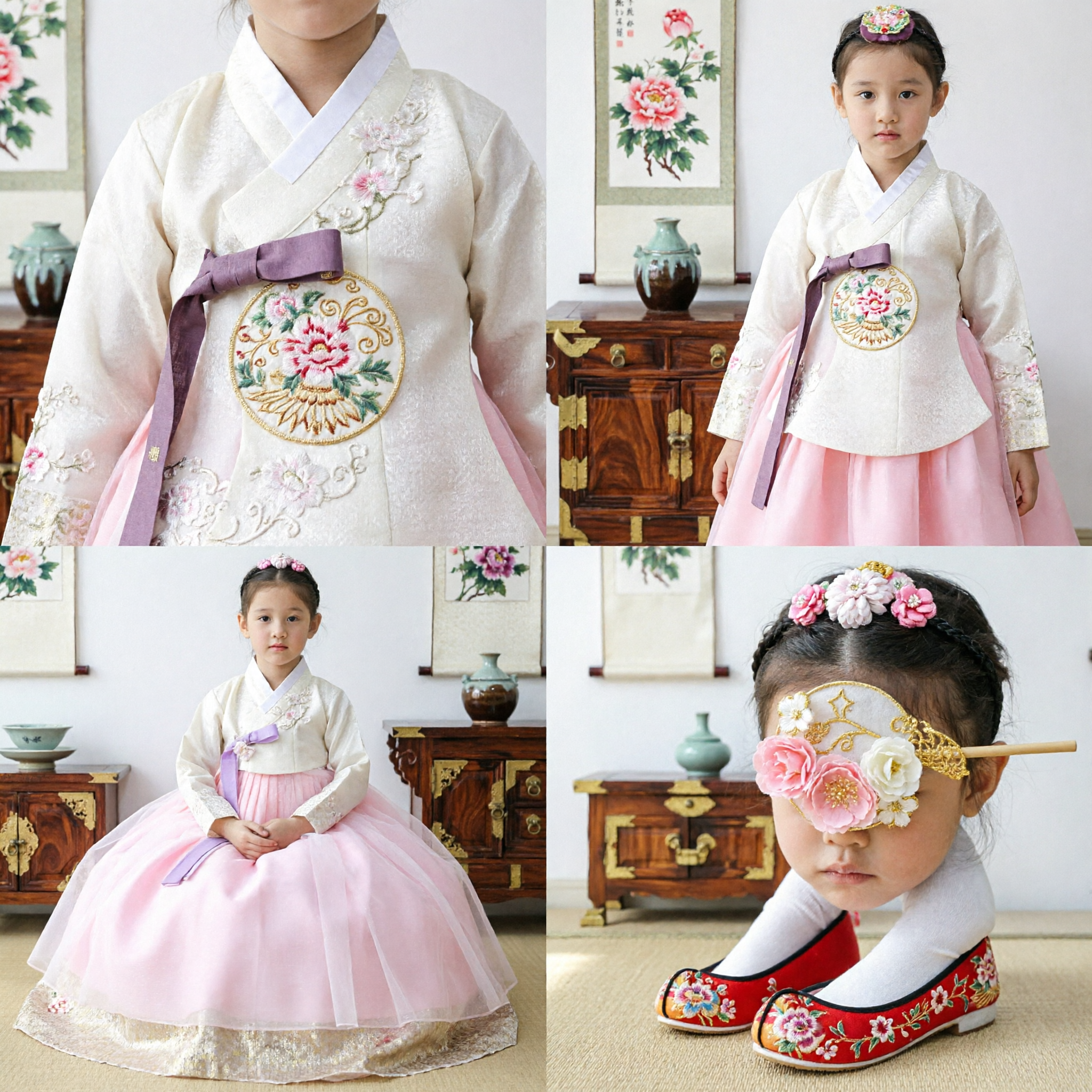 Traditional Korean Hanbok Dress for Girls Kids Pink Princess Costume for Wedding Birthday Party - Asian Costume