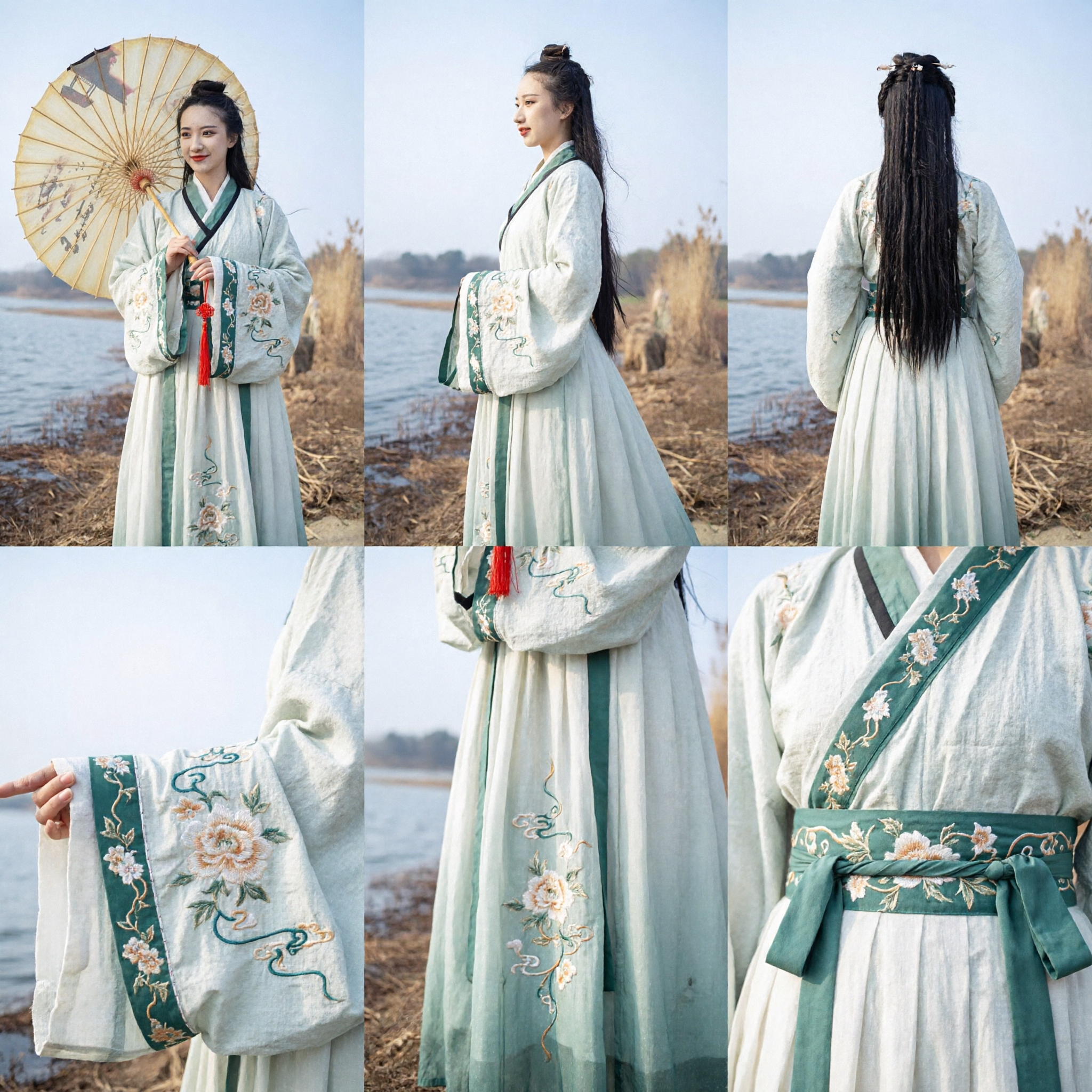 Elegant White and Green Traditional Chinese Hanfu Ancient Costume Fairy Dress for Women Photography - Asian Costume
