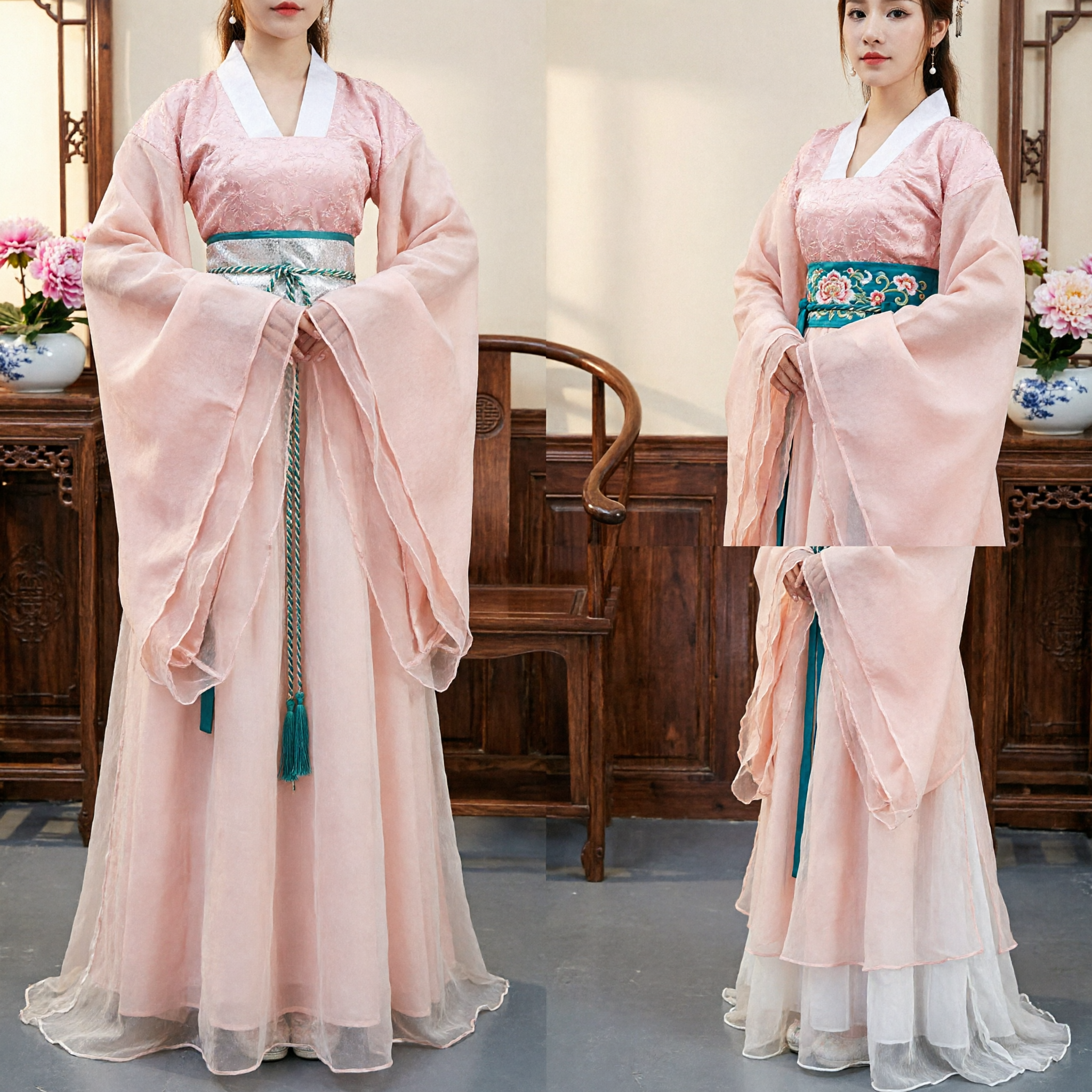 Elegant Pink Traditional Chinese Hanfu Ancient Princess Dress Tang Dynasty Style Costume for Women - Asian Costume