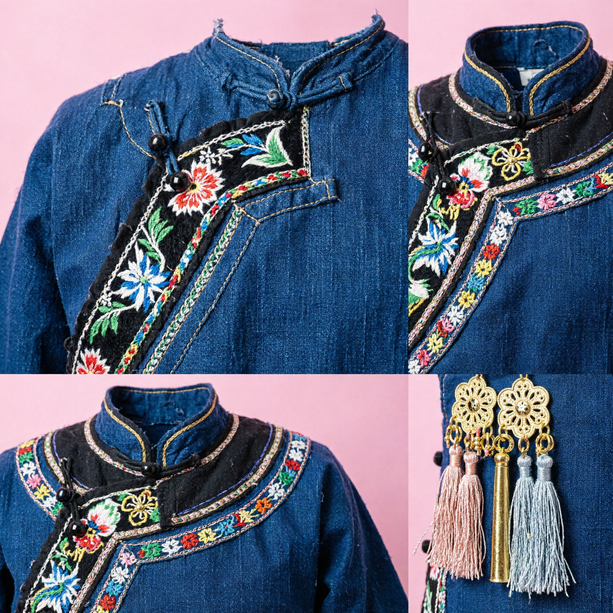 Ancient Chinese Traditional Gold Flower Tassel Dangling Earrings Hanfu Accessories for Women Vintage Jewelry - Asian Costume