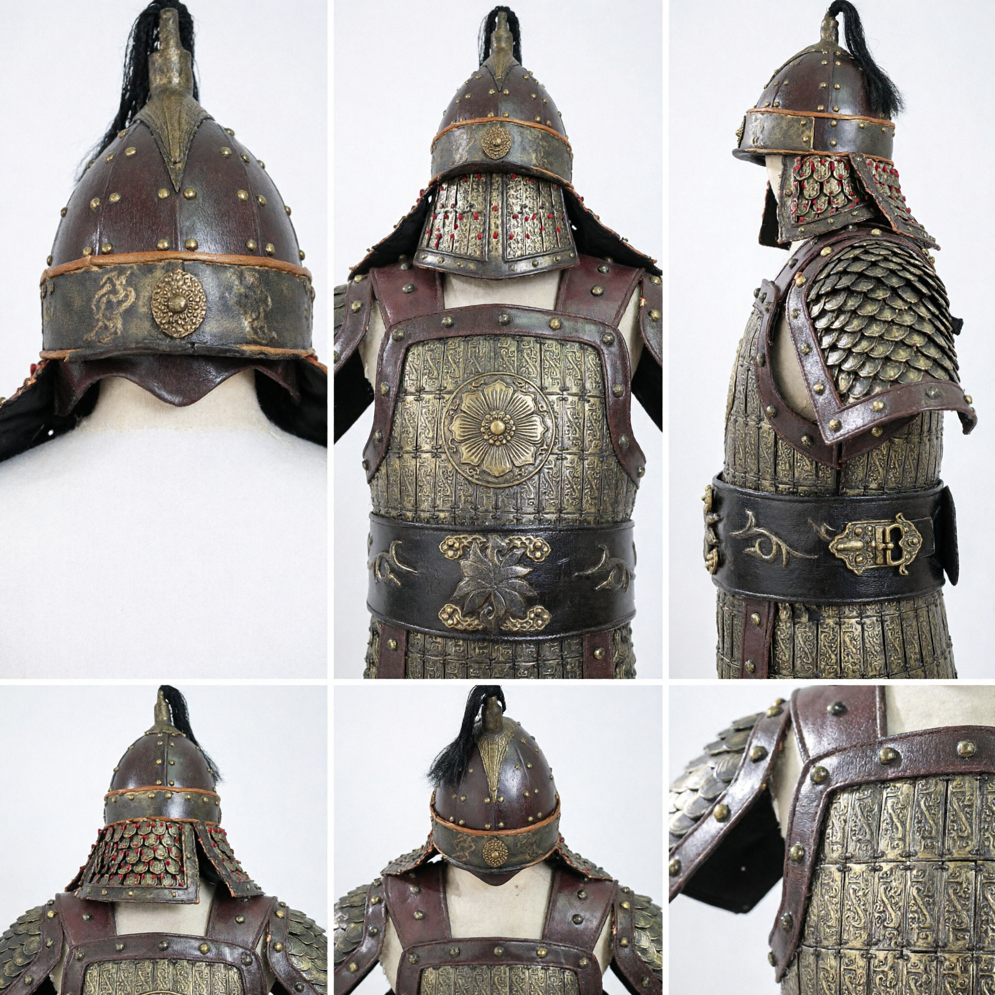 Ancient Chinese General Armor Costume Full Set Leather and Metal Warrior Suit for Historical Cosplay - Asian Costume