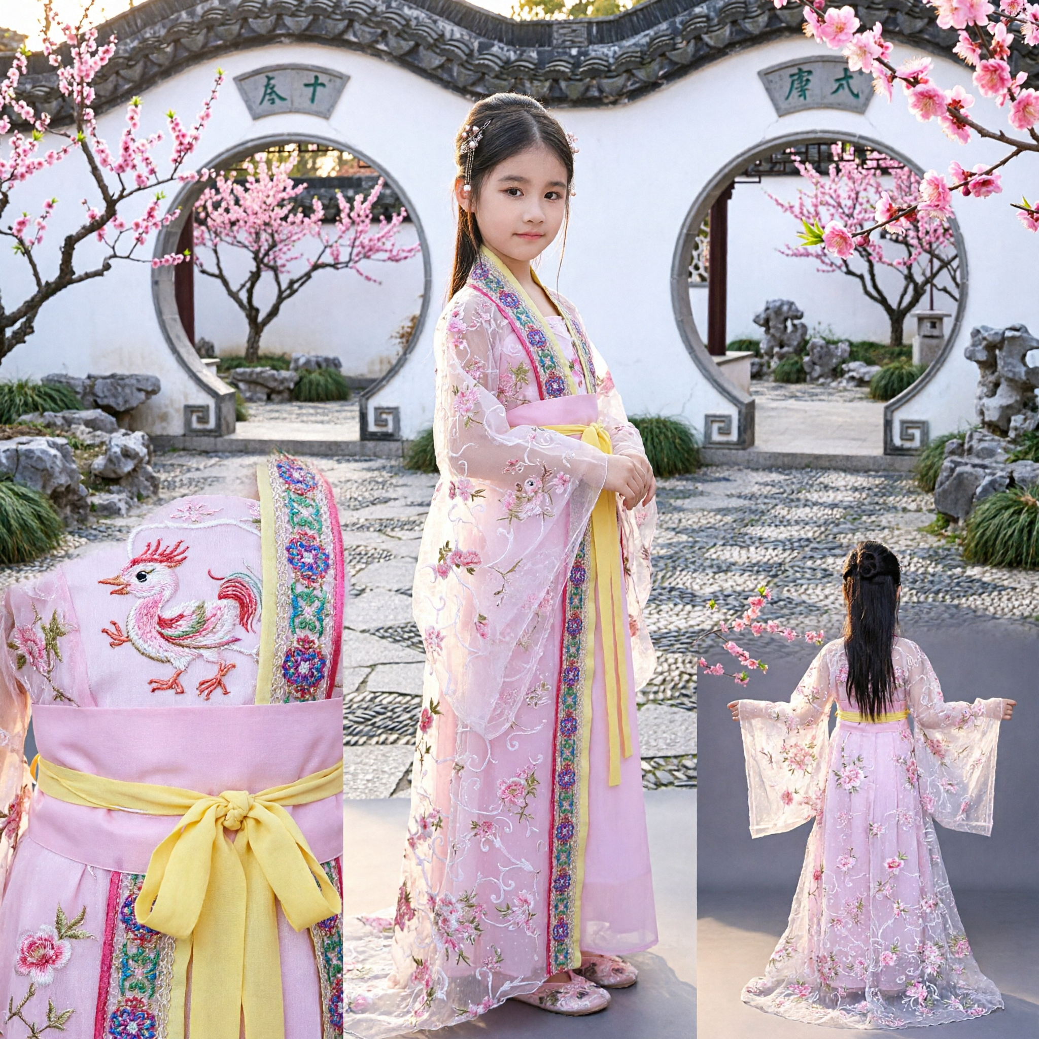 Traditional Chinese Hanfu Dress for Girls Ancient Princess Costume Pink Embroidered Fairy Robe Performance Wear - Asian Costume