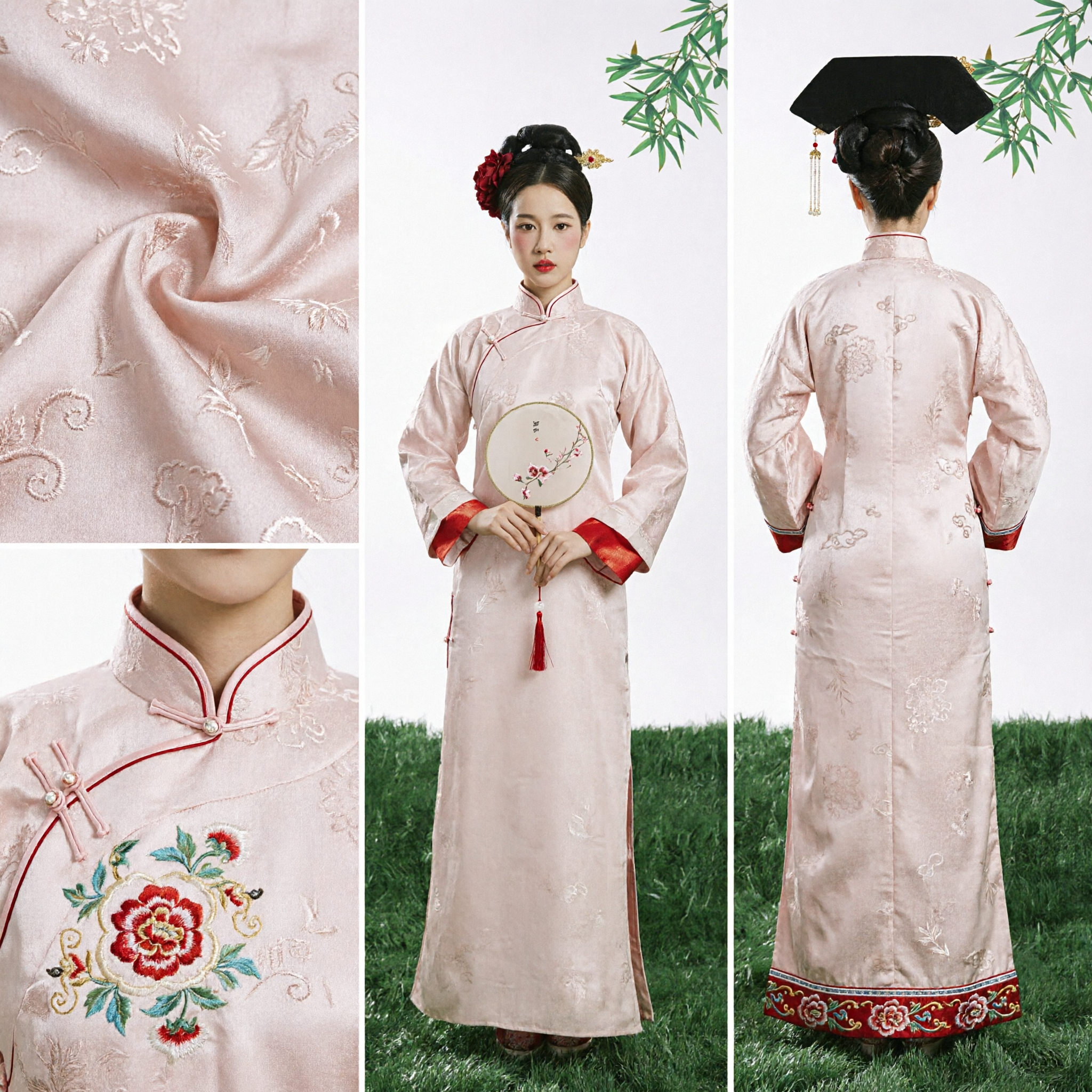 Traditional Chinese Qing Dynasty Manchu Princess White Robe Costume with Headdress for Women Historical Drama - Asian Costume