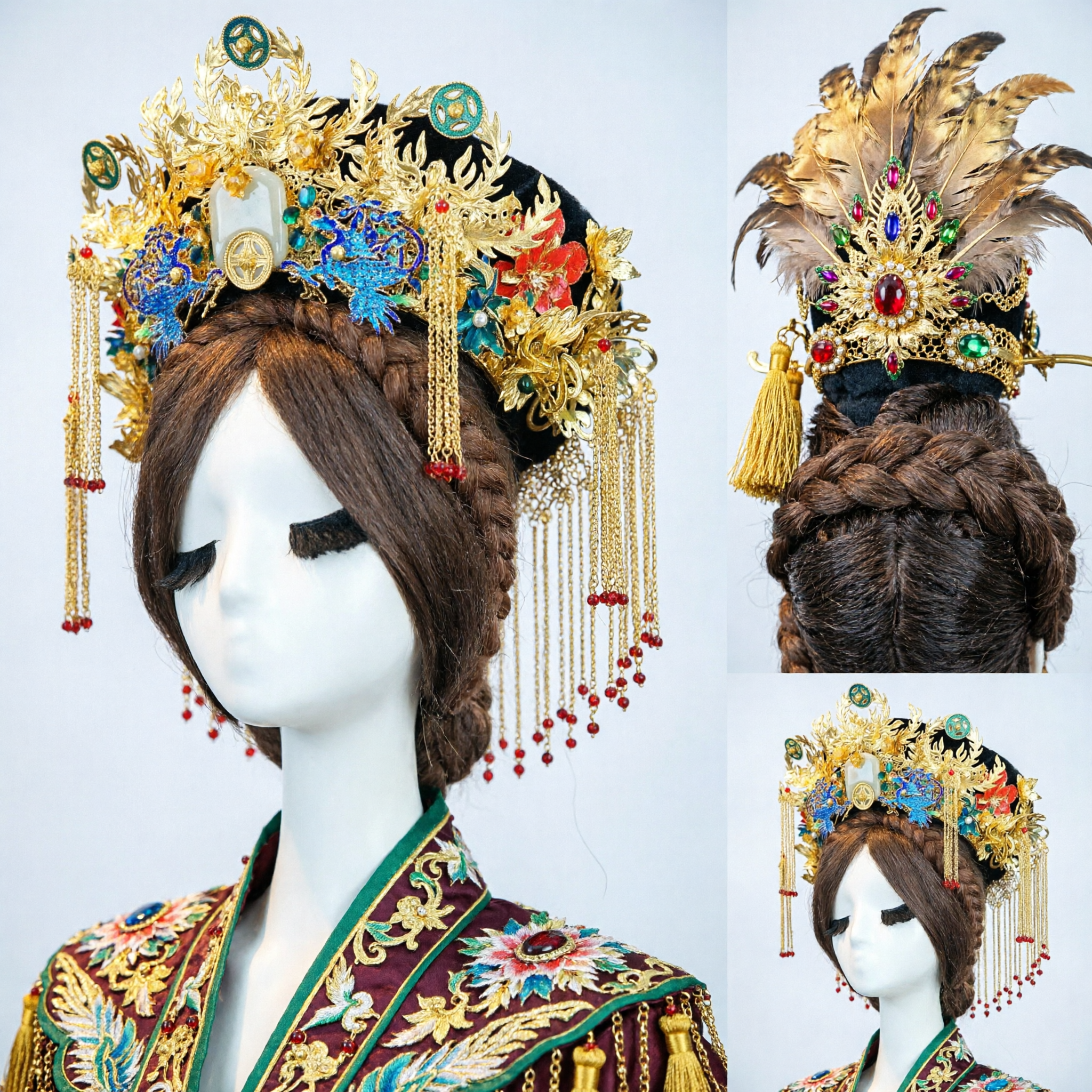 Exquisite Traditional Chinese Phoenix Crown Hair Accessories Ancient Empress Hanfu Wedding Headpiece for Women - Asian Costume