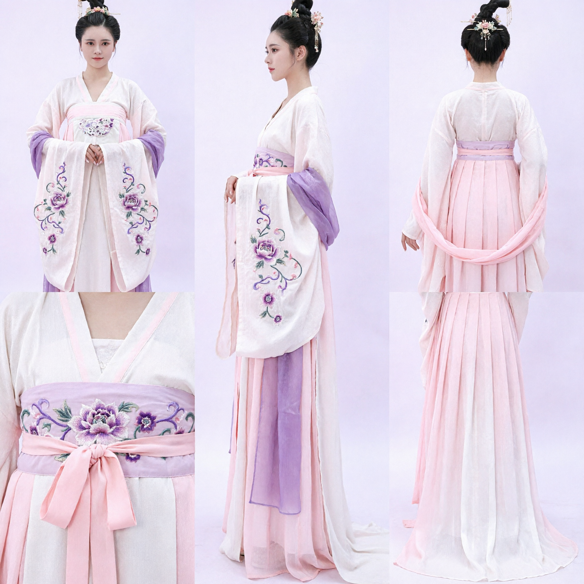Traditional Chinese Hanfu Costume Women White Pink Wei Jin Dynasty Style Ancient Fairy Dress for Cosplay - Asian Costume
