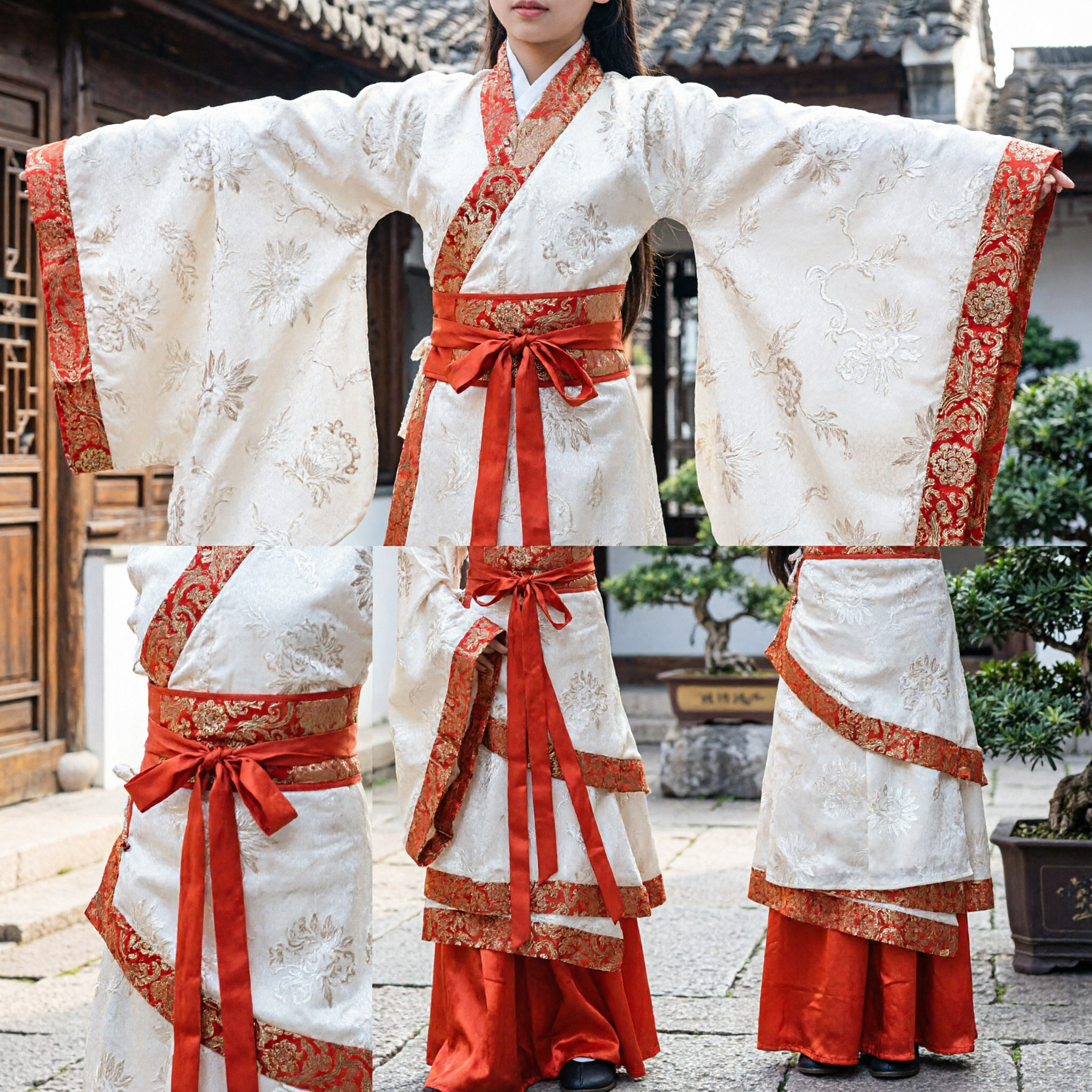 Traditional Chinese Hanfu Costume for Girls Ancient Princess Wide Sleeve Robe Kids Dance Performance Clothing Set - Asian Costume