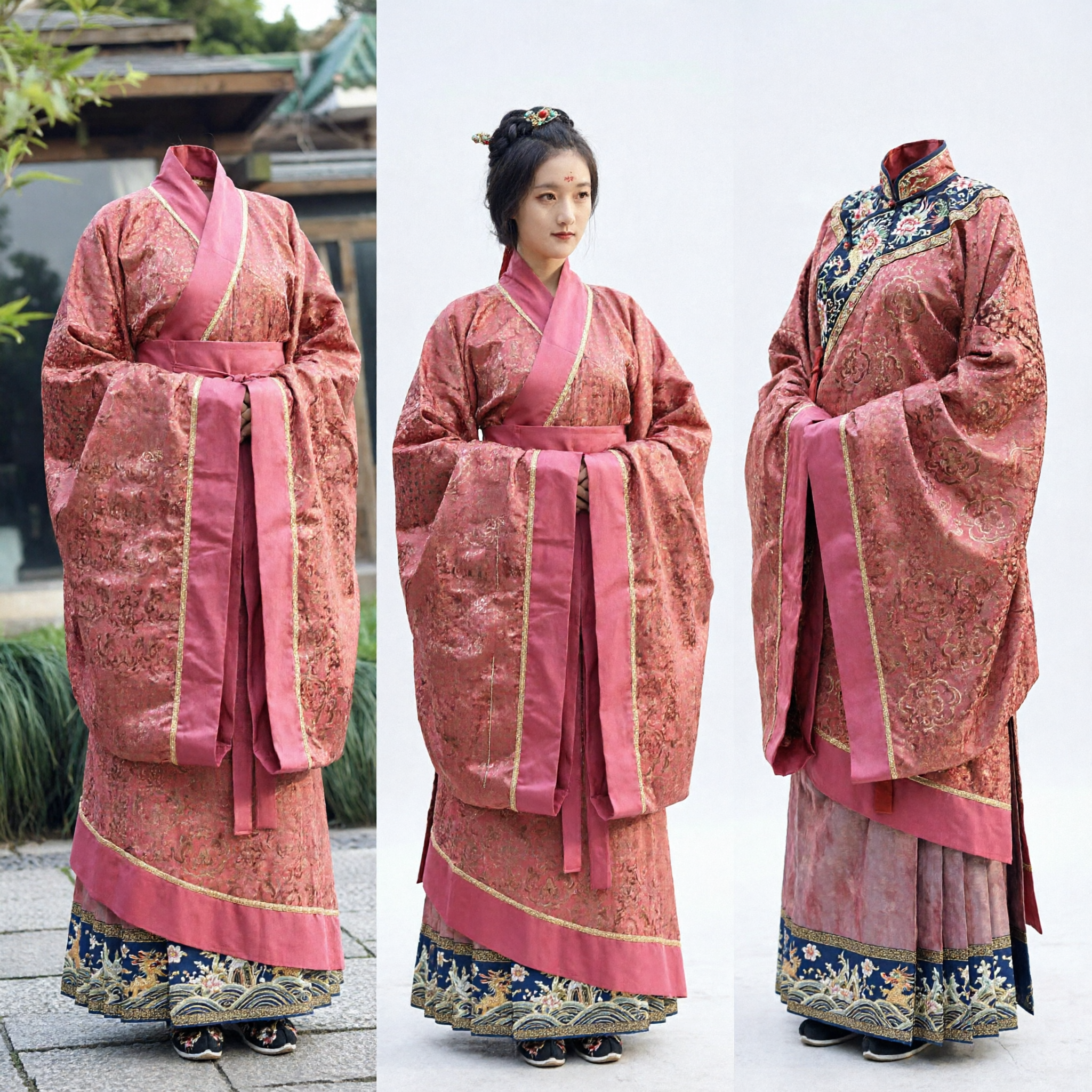 Ancient Chinese Hanfu Red Brocade Dress Traditional Palace Lady Costume for Women Historical Cosplay - Asian Costume