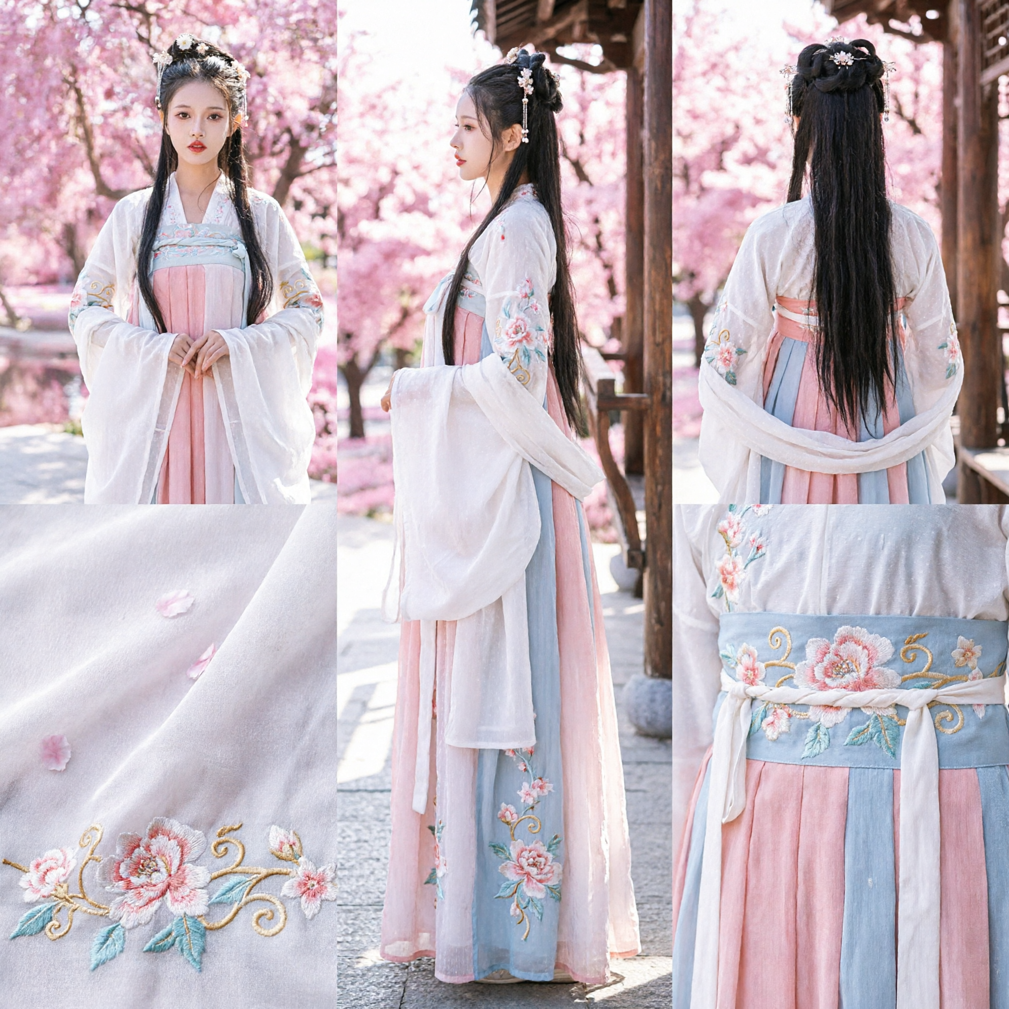 Elegant Pink and White Traditional Chinese Hanfu Ancient Costume Fairy Dress for Women Photography Cosplay - Asian Costume