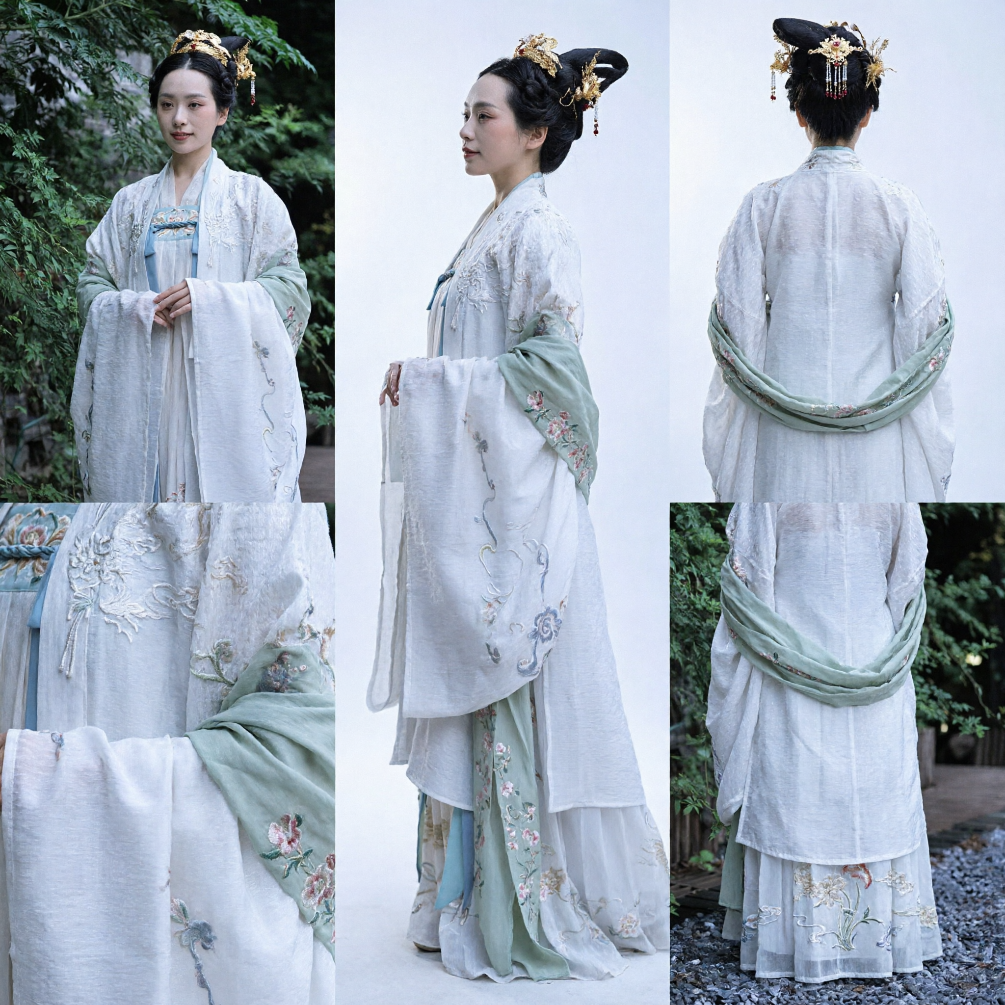 Traditional Chinese Hanfu Costume Ancient Palace Lady Dress Wei Jin Dynasty Embroidered Wide Sleeve Outfit for Women - Asian Costume