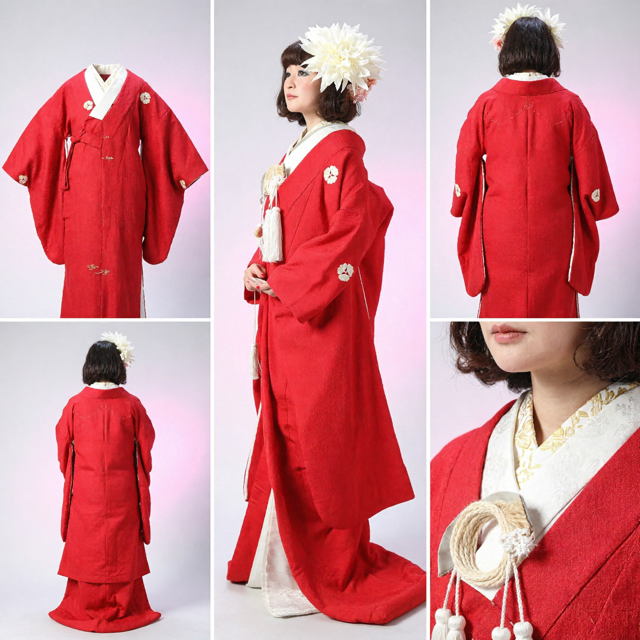 Elegant Red Japanese Bridal Kimono Set Traditional Wedding Costume for Women Performance - Asian Costume