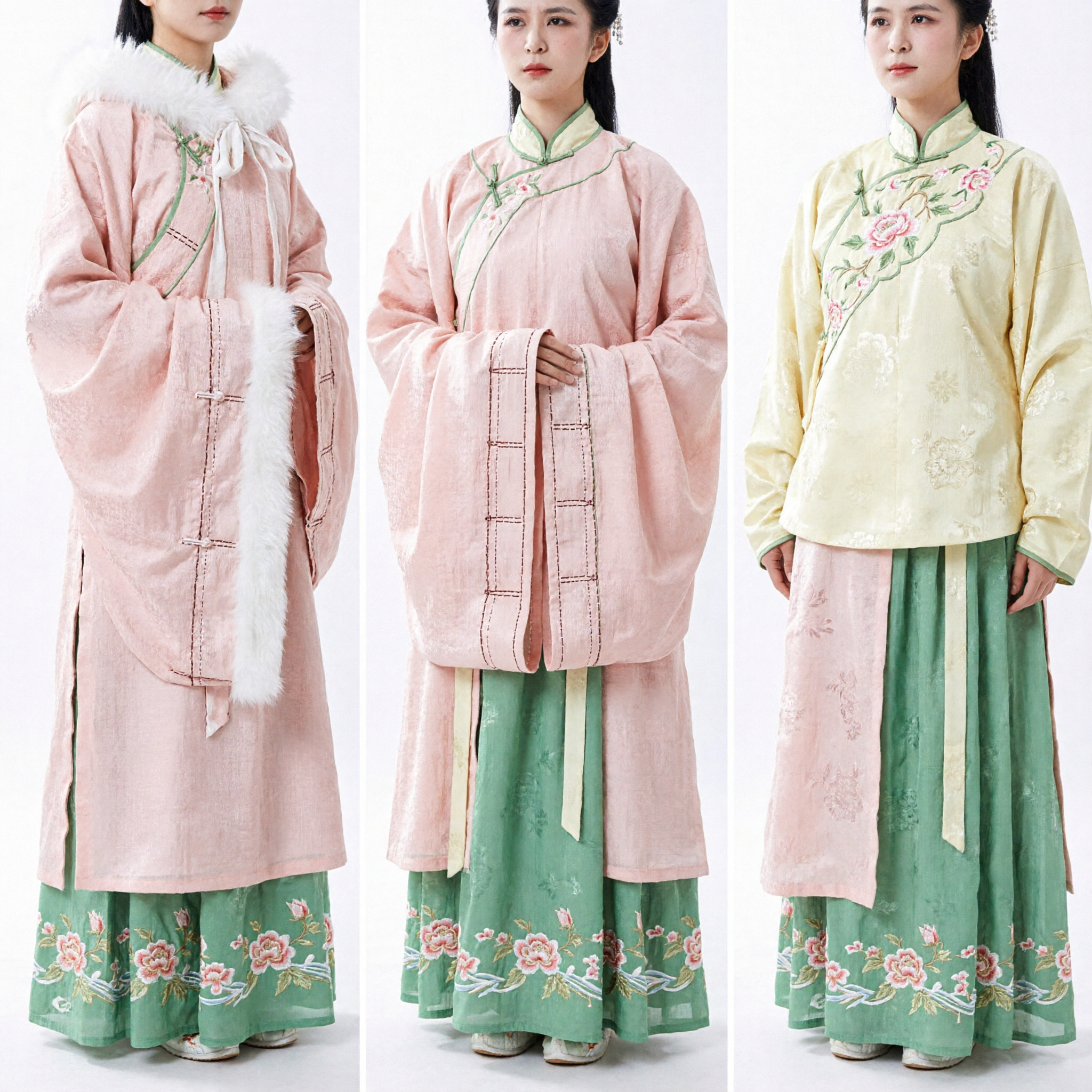 Ancient Chinese Traditional Hanfu Winter Cloak with White Fur Trim Costume for Women Photography and Cosplay - Asian Costume