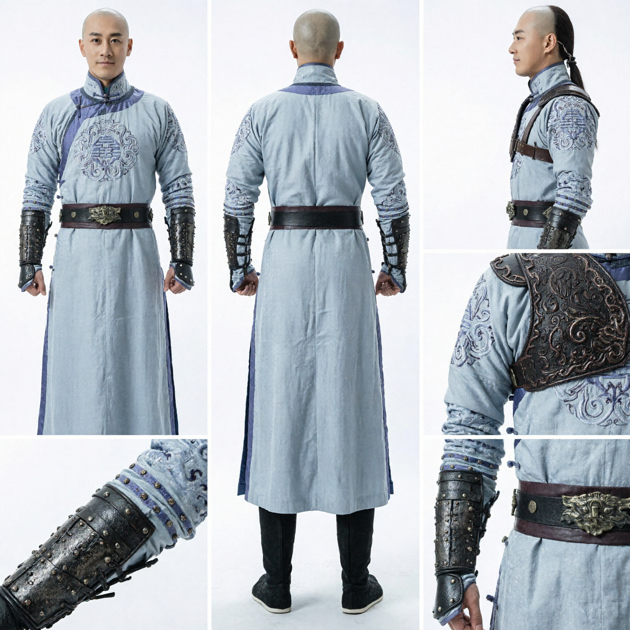 Qing Dynasty Warrior Armor Costume for Men Historical Drama Cosplay Traditional Chinese Clothing - Asian Costume