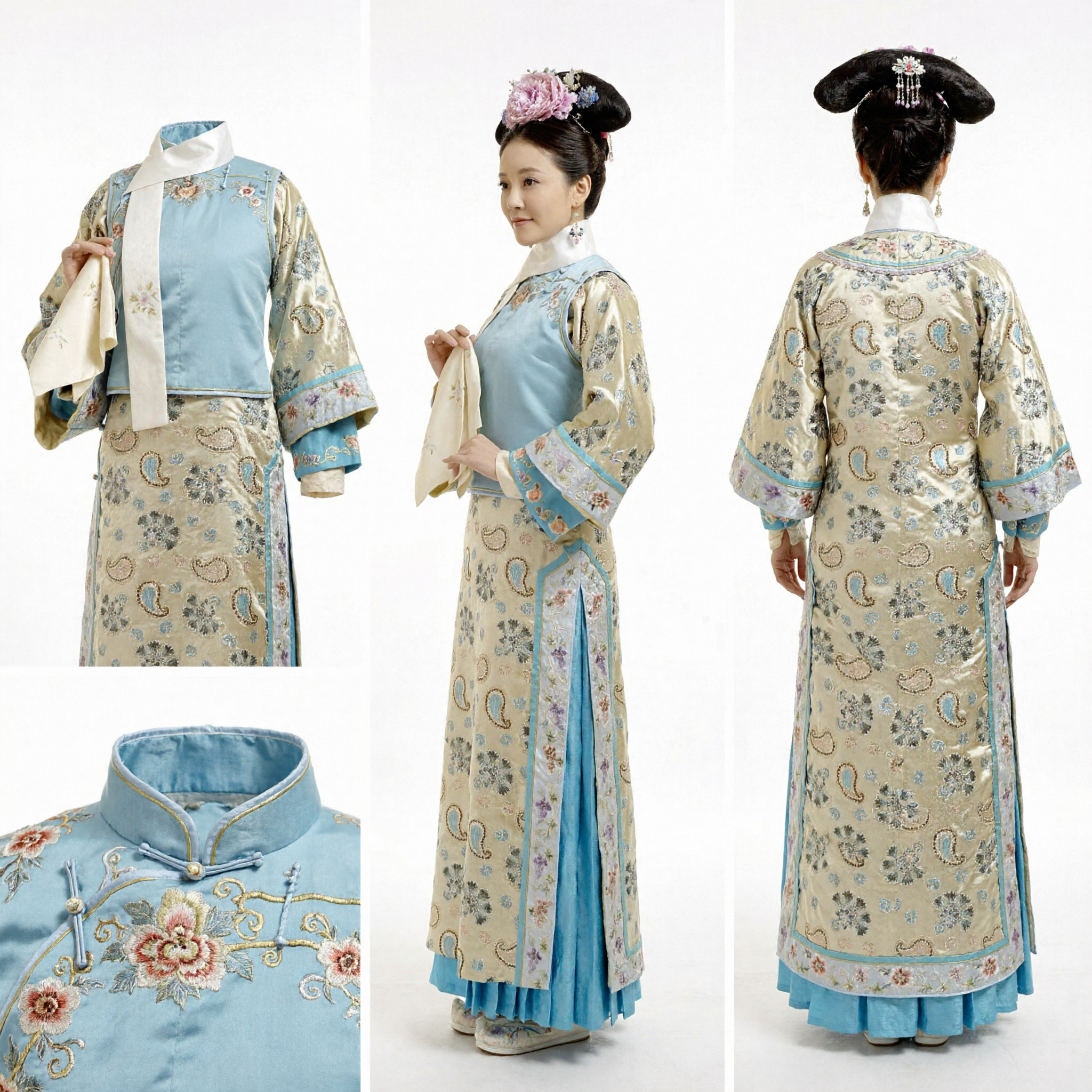 Traditional Chinese Qing Dynasty Manchu Princess Costume Ancient Palace Lady Embroidery Dress for Women - Asian Costume