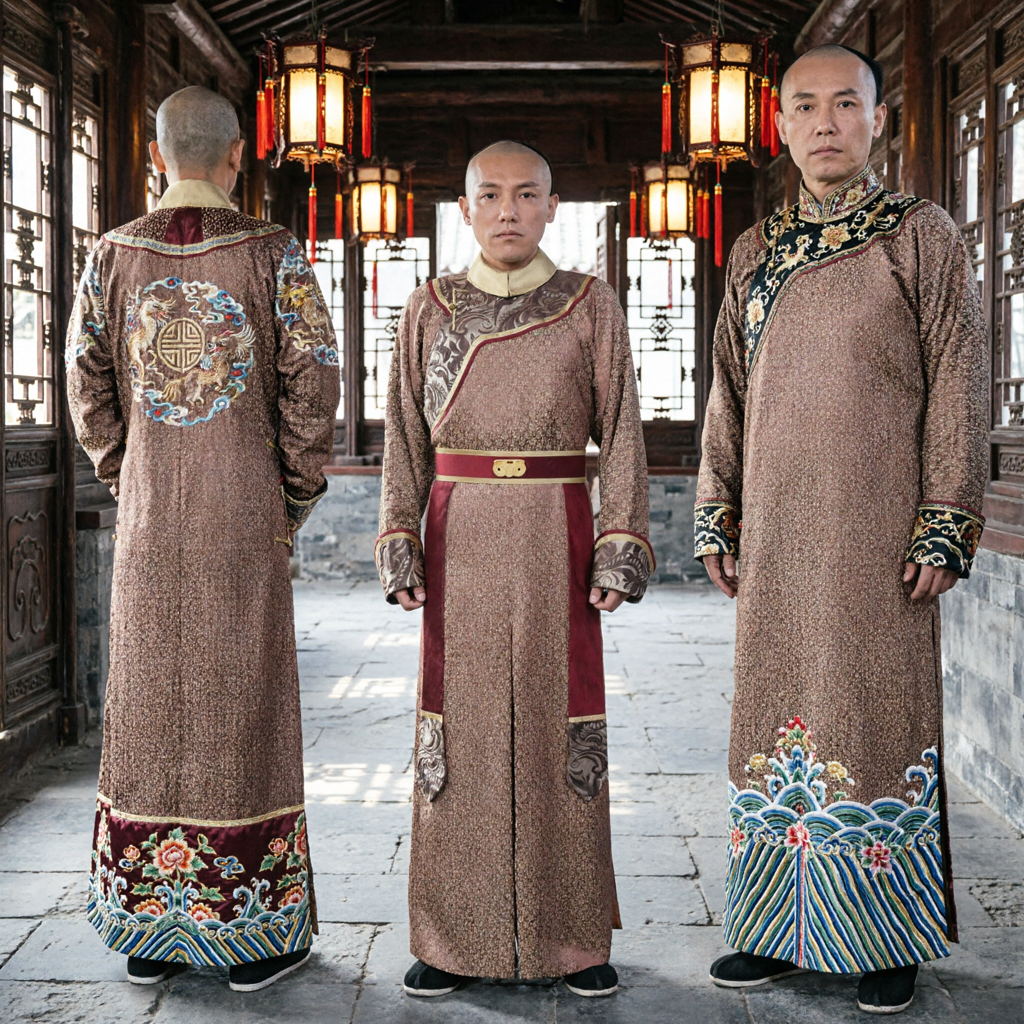 Traditional Chinese Qing Dynasty Changshan Robe Men's Historical Costume for Cosplay and Performance - Asian Costume