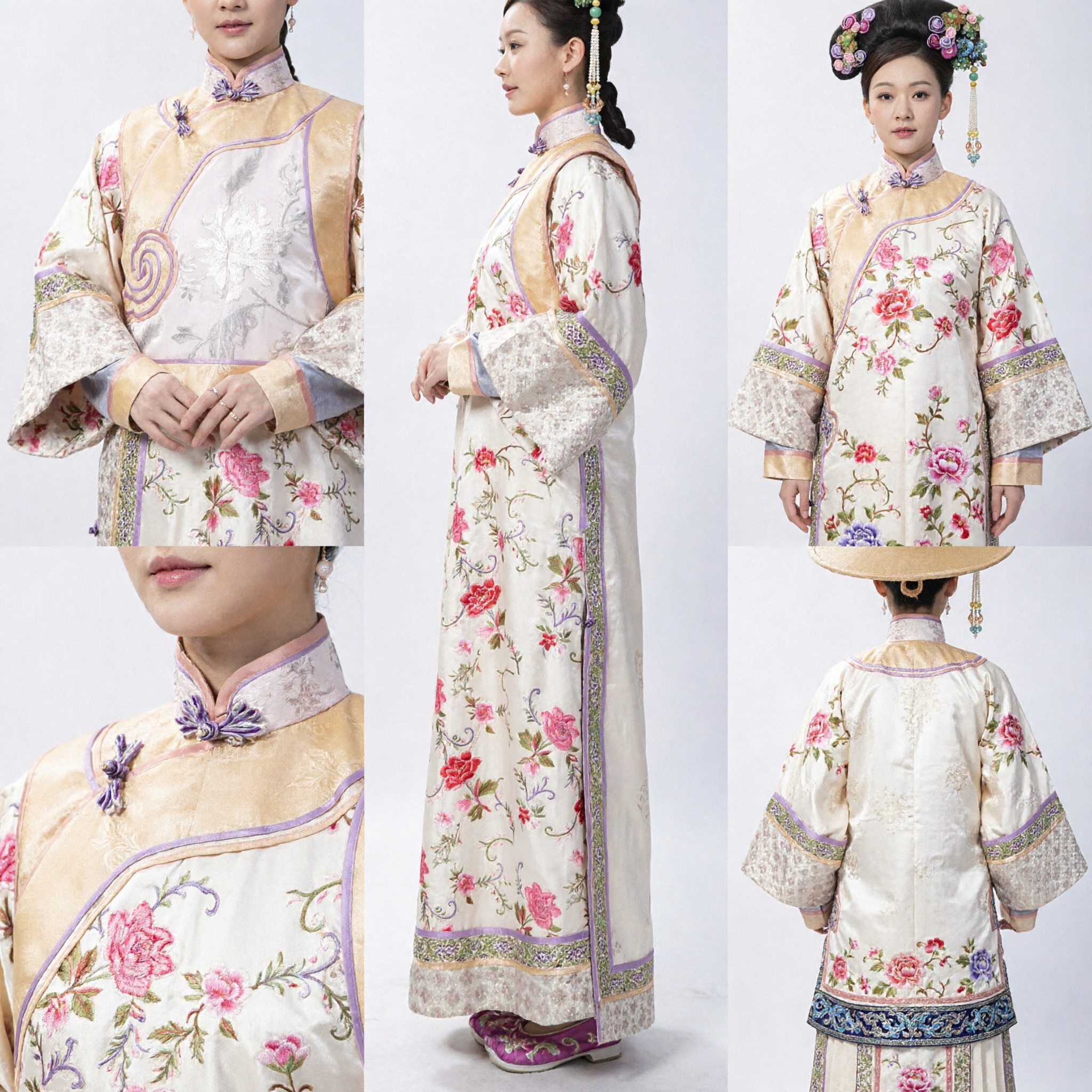 Women's Qing Dynasty Imperial Concubine Costume Traditional Chinese Floral Embroidery Robe for Cosplay Performance - Asian Costume