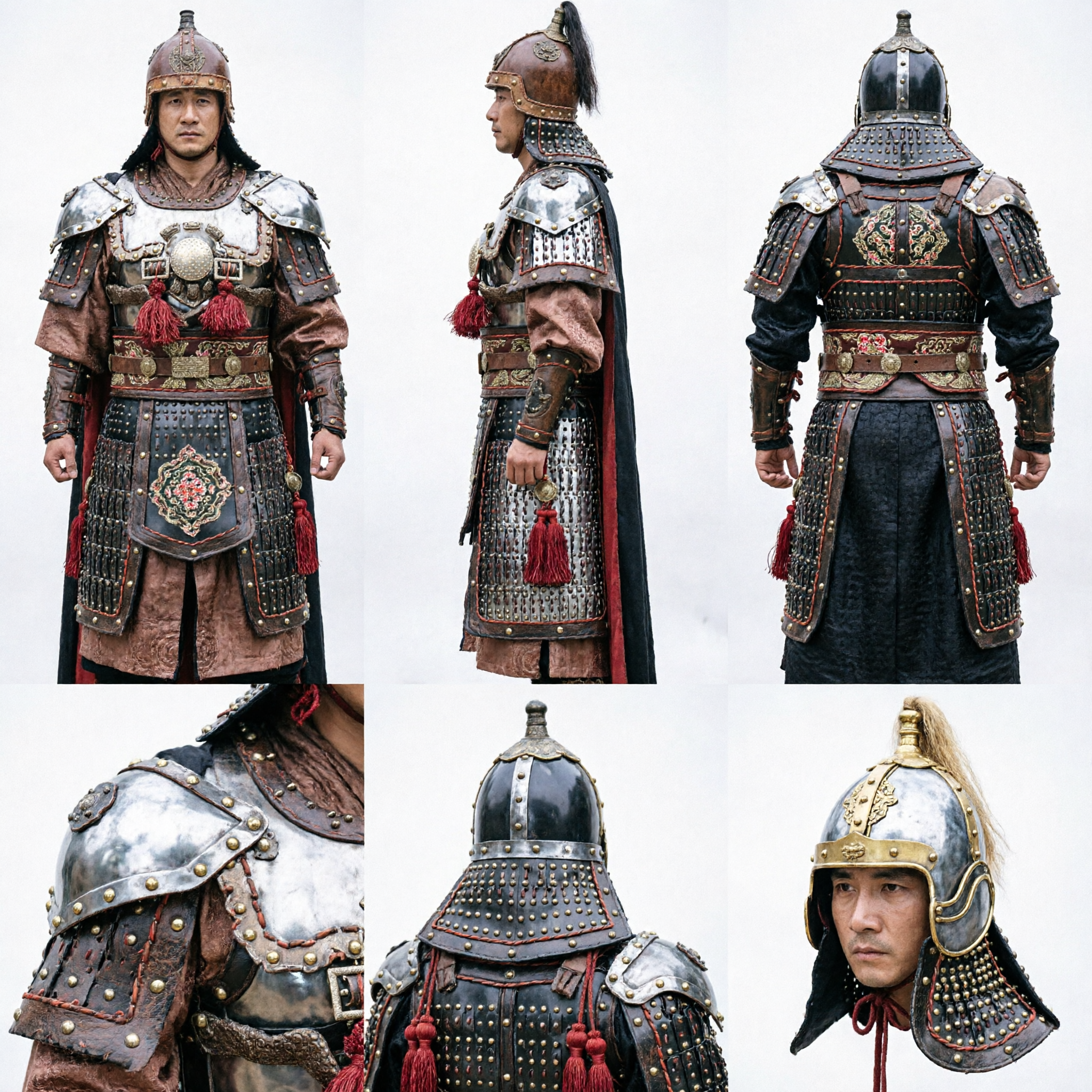 Men's Ancient Chinese General Armor Costume Traditional Three Kingdoms Warrior Outfit with Helmet for Cosplay - Asian Costume