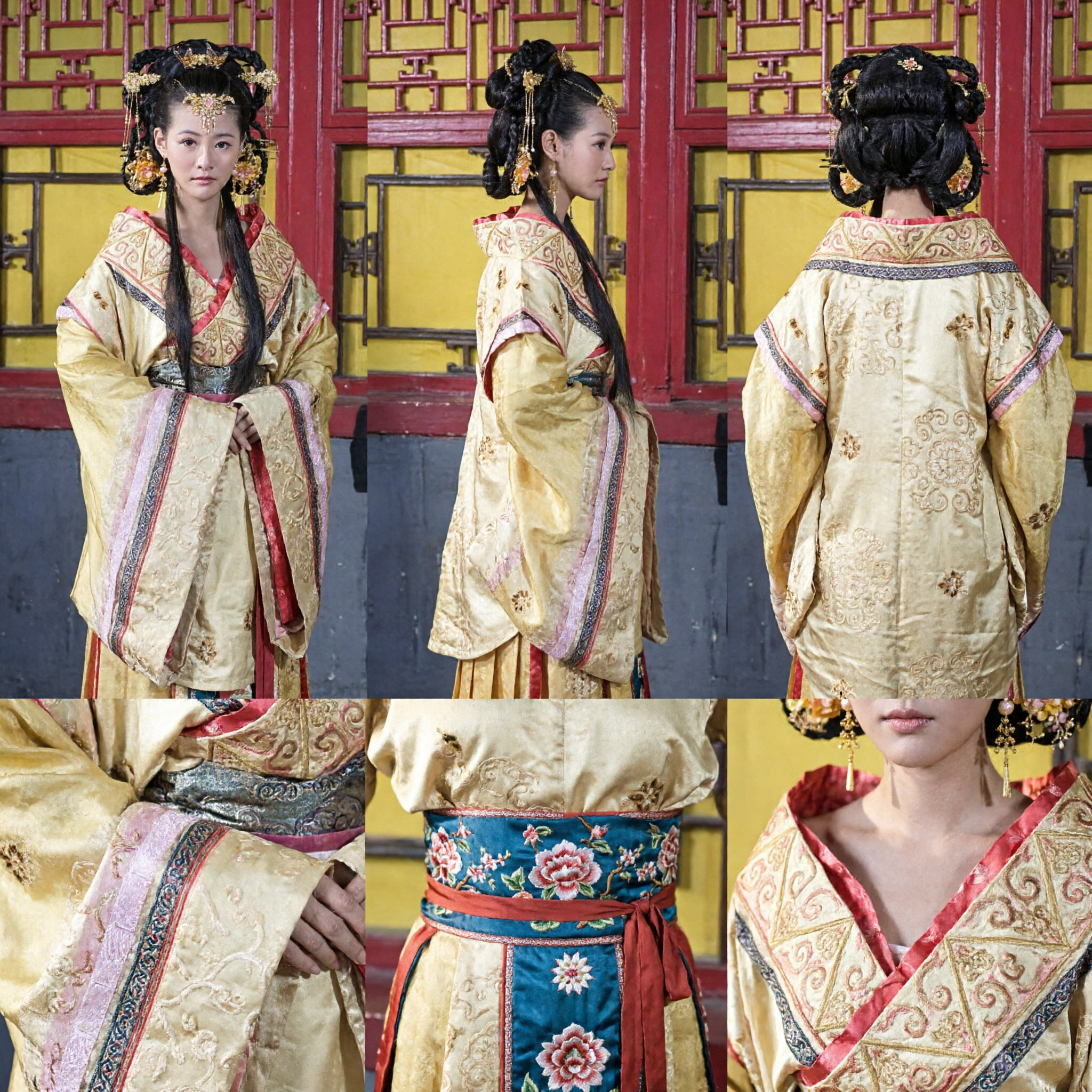 Ancient Chinese Imperial Princess Costume Complete Set with Elaborate Gold Headdress for Women Historical Drama Cosplay - Asian Costume