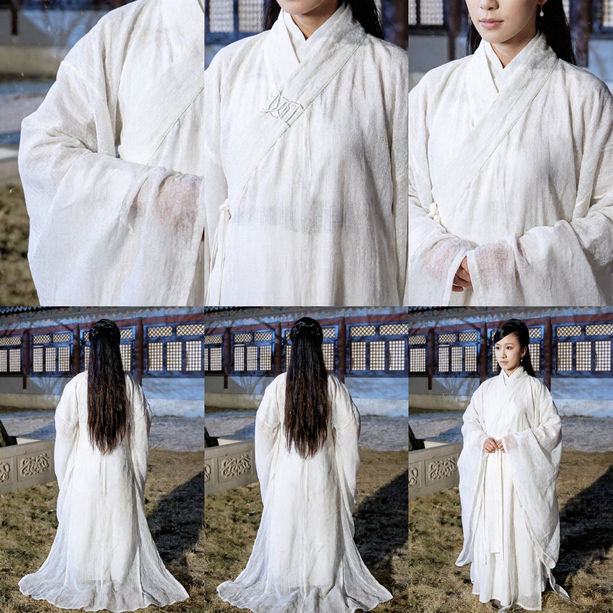 Ancient Chinese White Hanfu Costume Traditional Wide Sleeve Robe for Women Period Drama Cosplay - Asian Costume