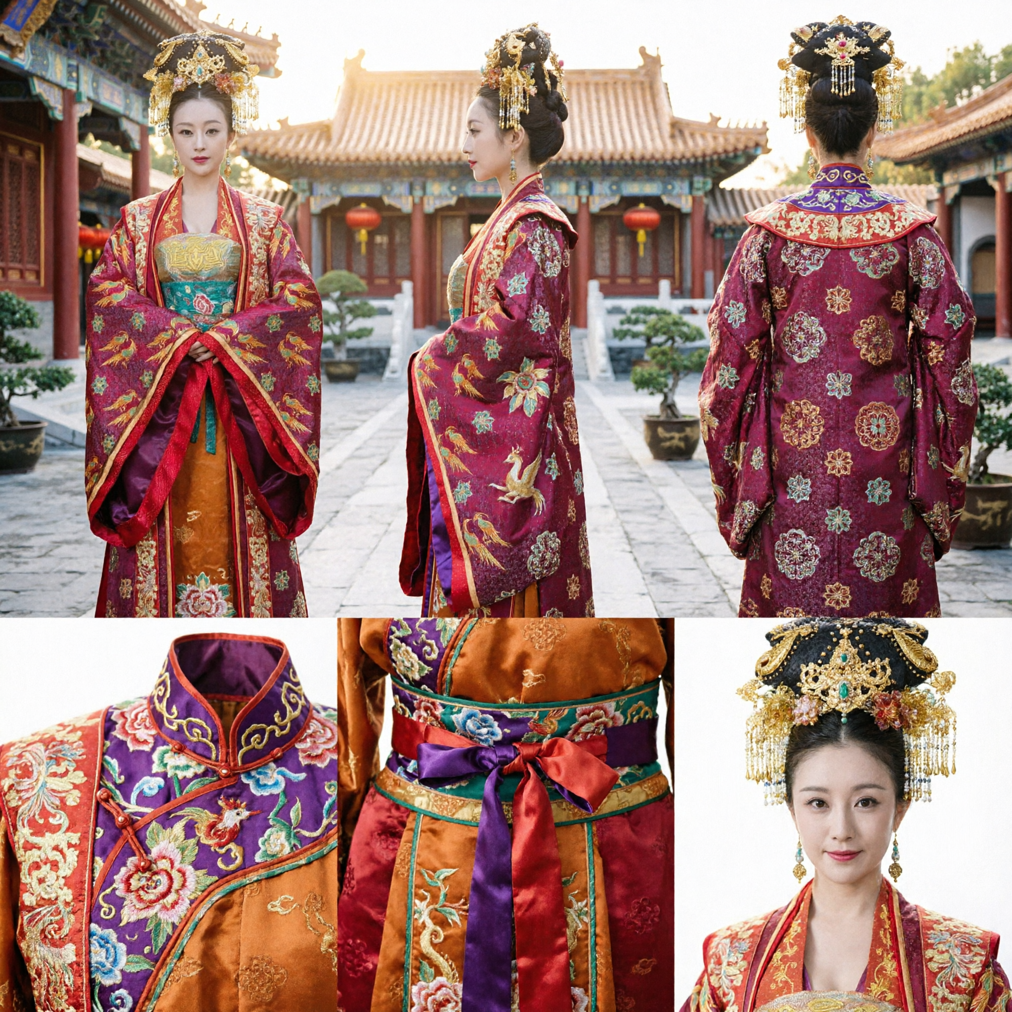 Ancient Chinese Tang Dynasty Empress Red Hanfu Costume Royal Palace Lady Dress for Cosplay - Asian Costume