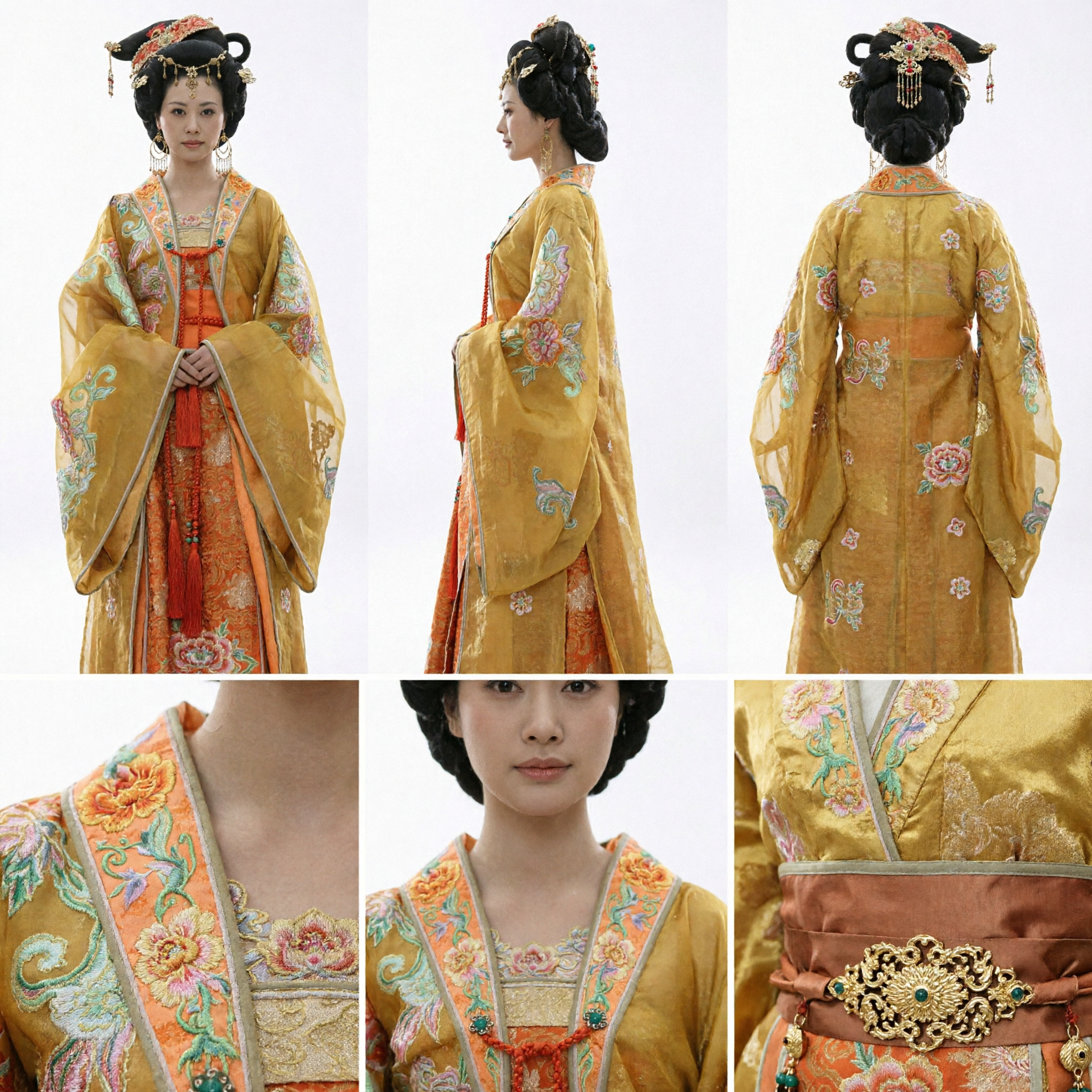 Traditional Chinese Tang Dynasty Empress Costume Ancient Palace Lady Hanfu Dress Yellow Robe for Women - Asian Costume