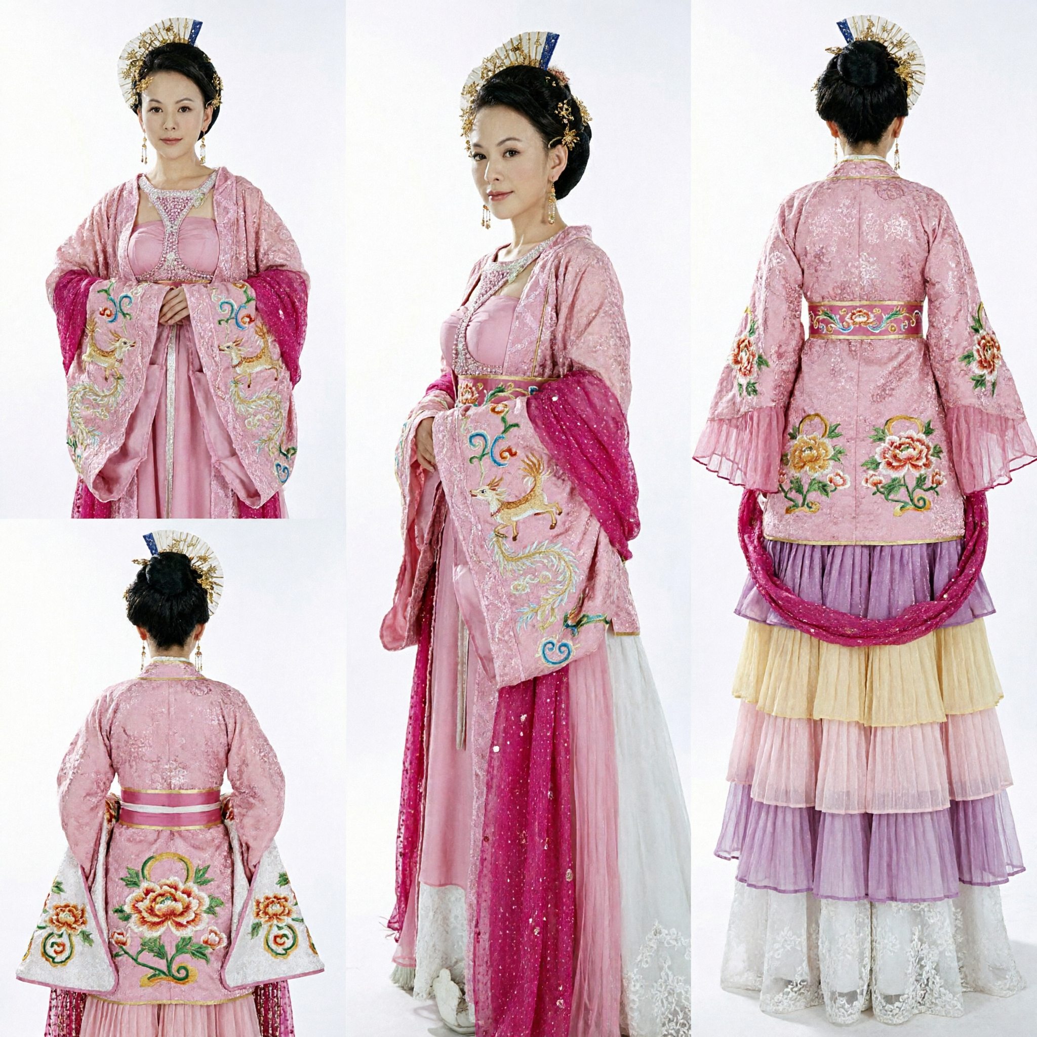 Women's Pink Traditional Chinese Tang Dynasty Princess Costume Ancient Fairy Hanfu for Stage Dance Performance - Asian Costume