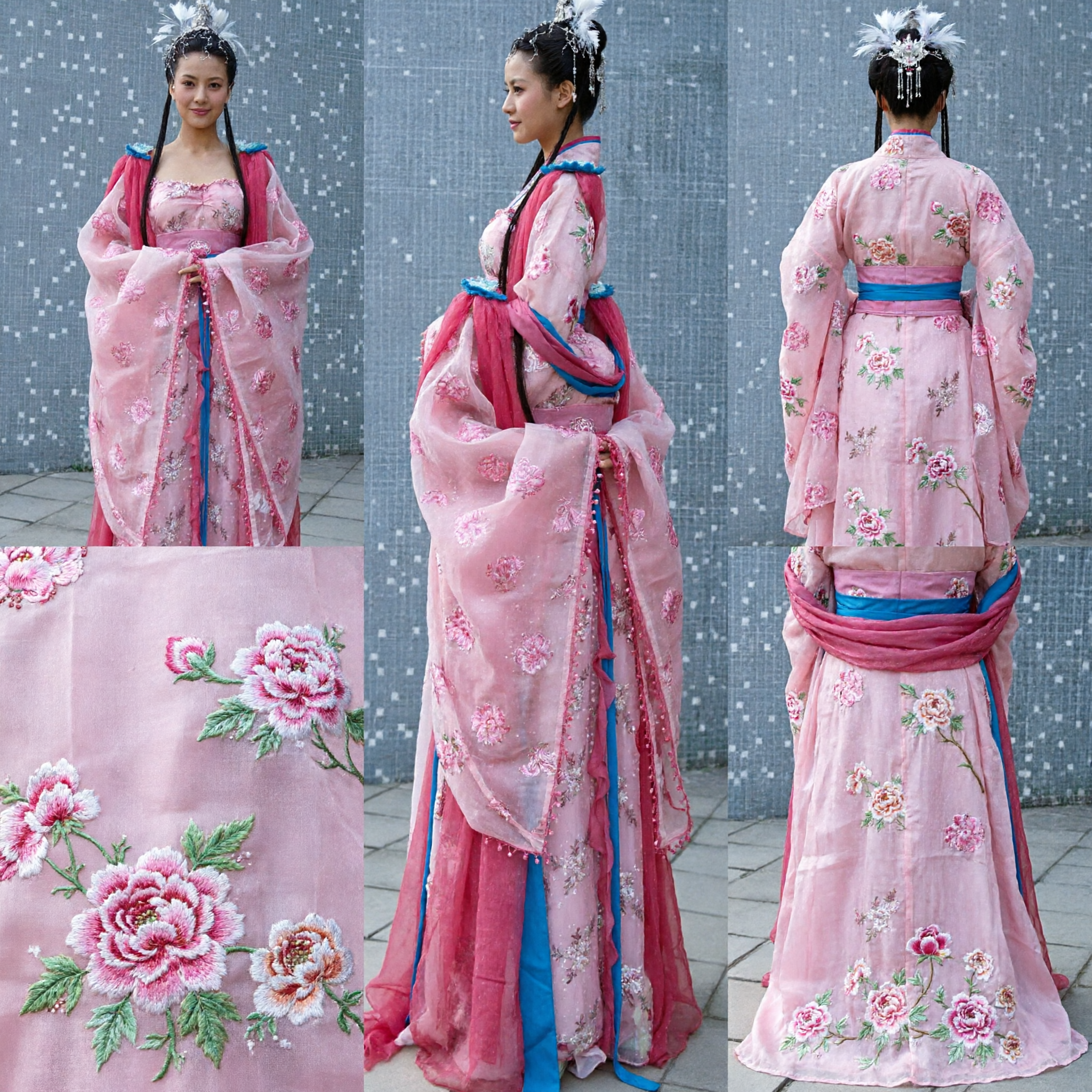 Exquisite Pink Ancient Chinese Hanfu Dress Tang Dynasty Fairy Princess Costume for Women Performance - Asian Costume