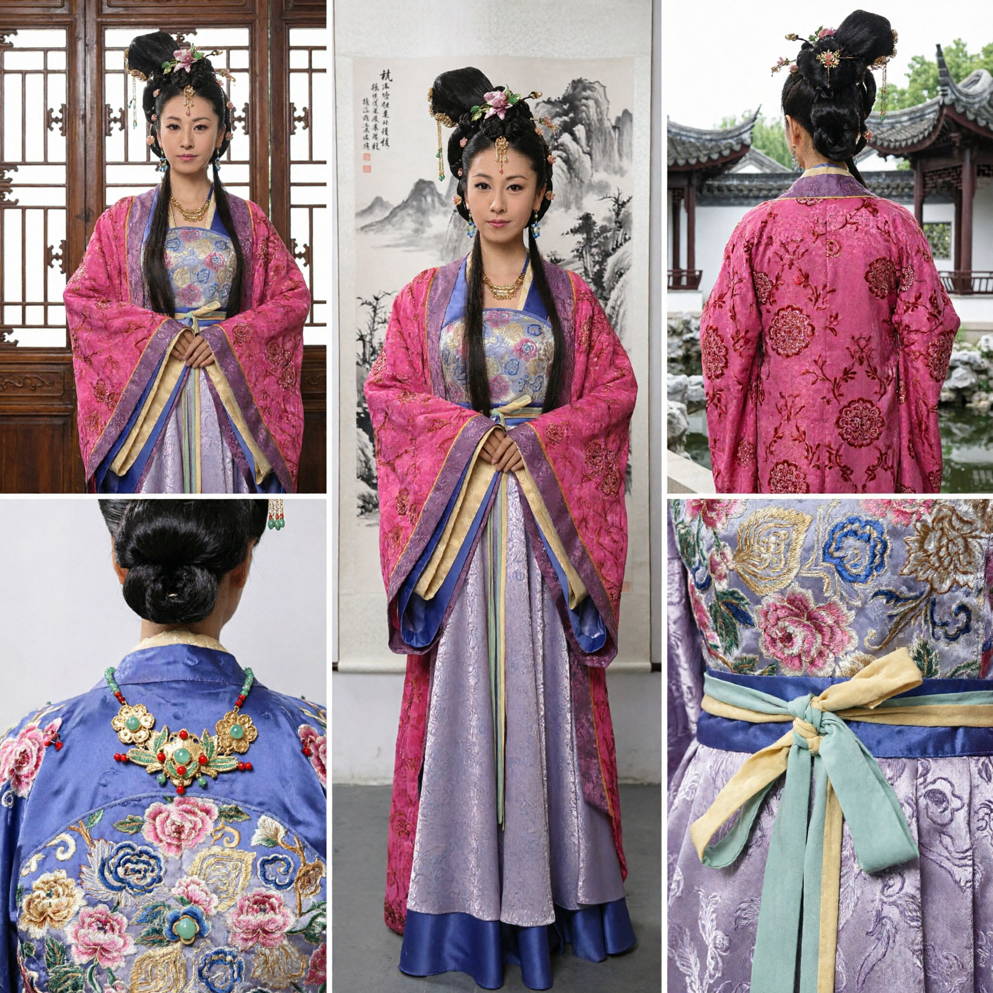 Traditional Chinese Ancient Princess Hanfu Costume Pink Embroidered Robe for Women Cosplay Stage Performance - Asian Costume