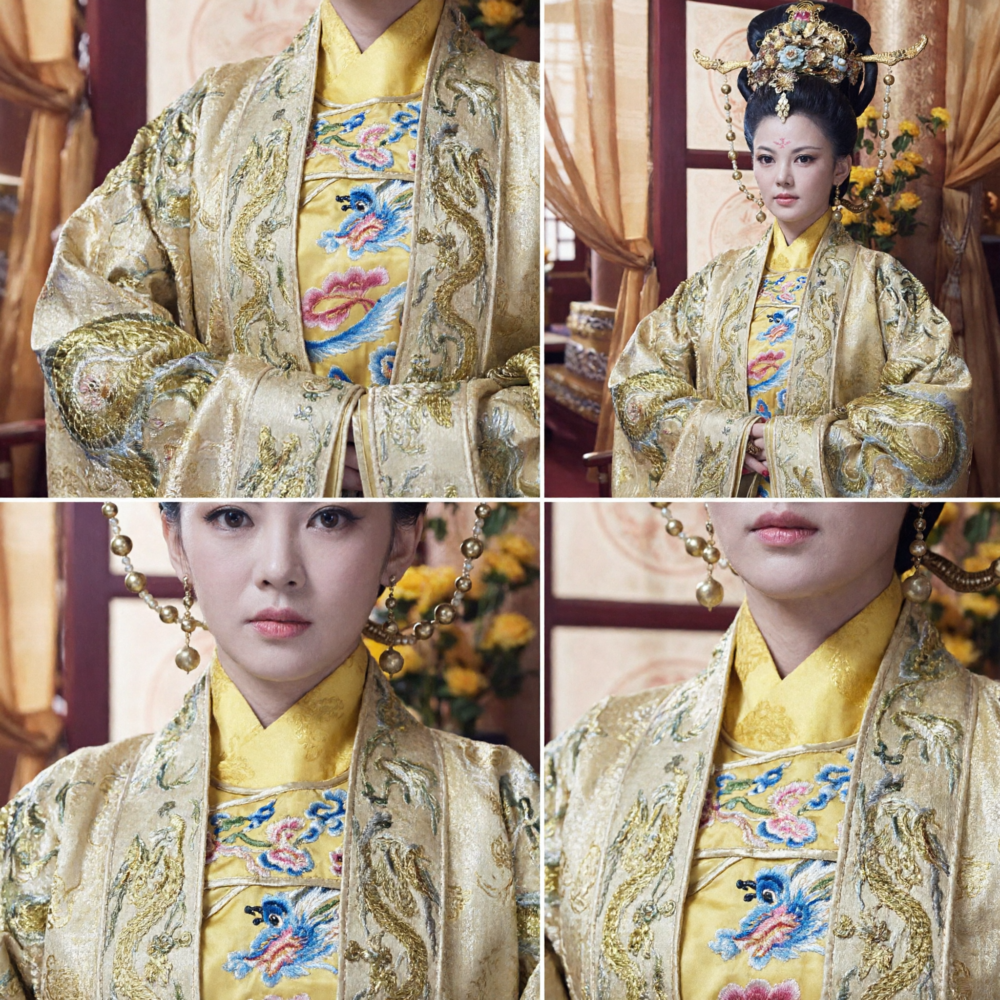 Traditional Chinese Empress Costume Yellow Dragon Robe Ancient Dynasty Hanfu Dress for Women Stage Performance Cosplay - Asian Costume