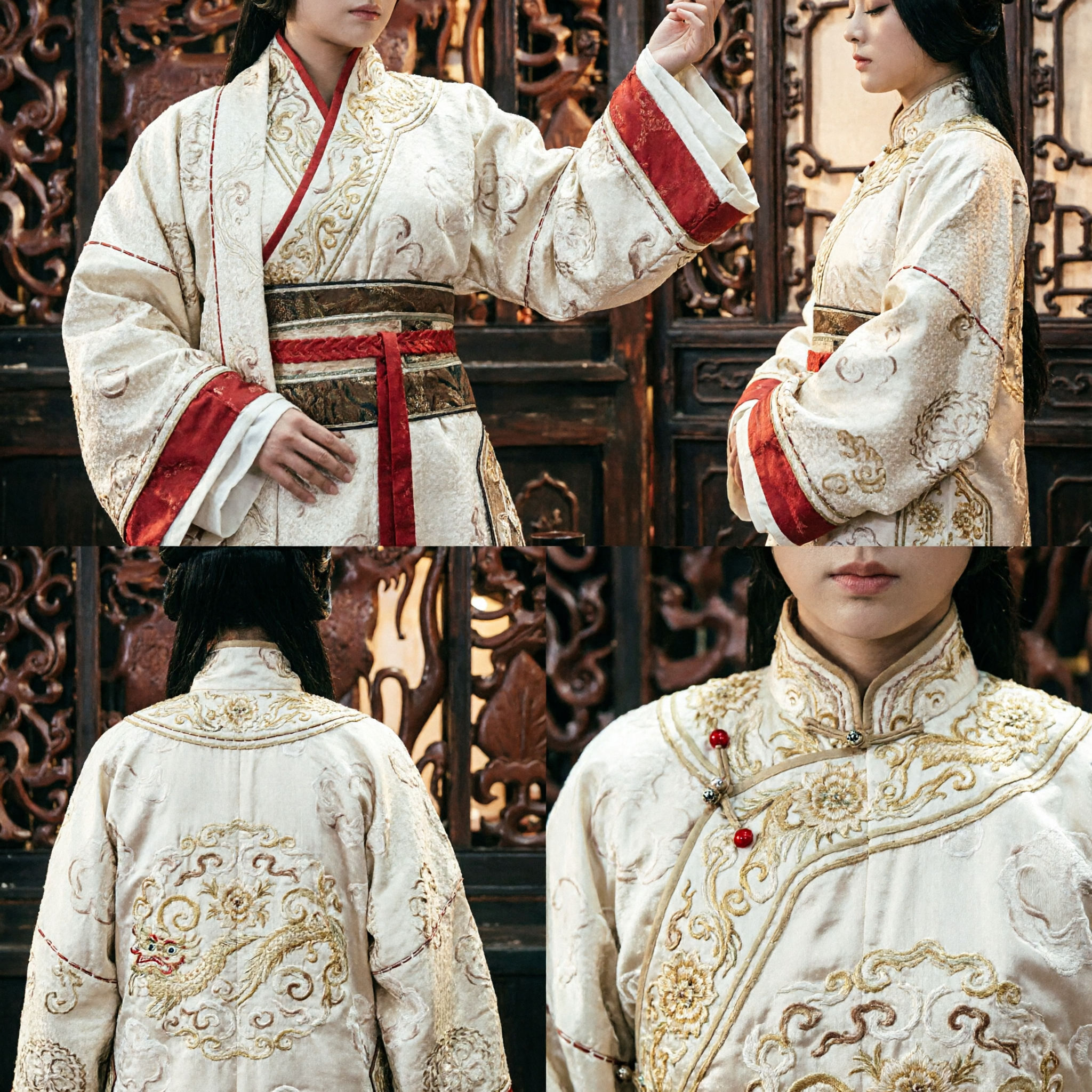 Ancient Chinese Imperial Concubine White Embroidered Hanfu Dress Traditional Historical Period Drama Cosplay Costume for Women - Asian Costume