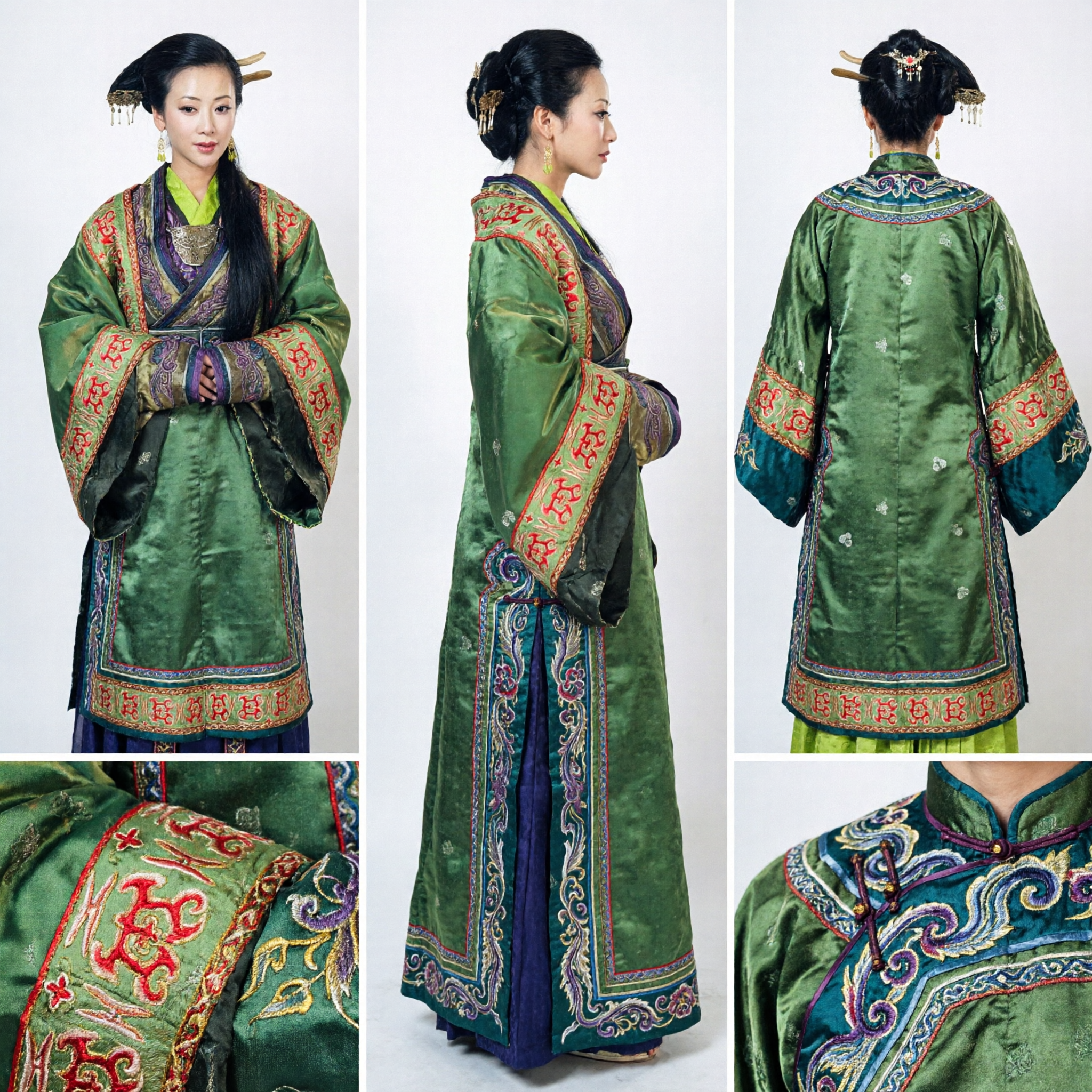 Traditional Chinese Ancient Empress Green Hanfu Costume Elegant Embroidered Robe for Women Historical Cosplay - Asian Costume