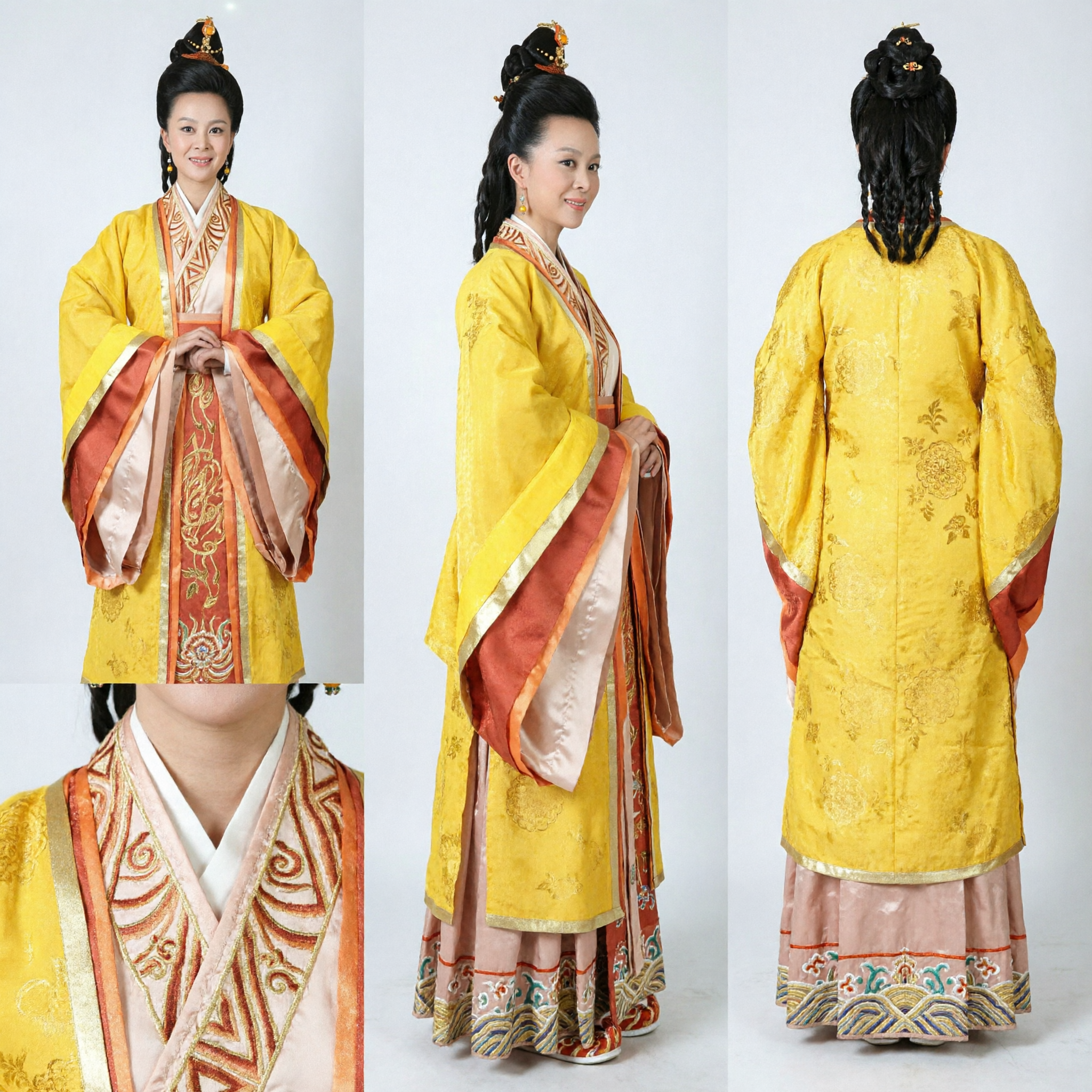 Women's Ancient Chinese Empress Costume Yellow Hanfu Robe Traditional Noble Lady Dress for Stage Cosplay Performance - Asian Costume