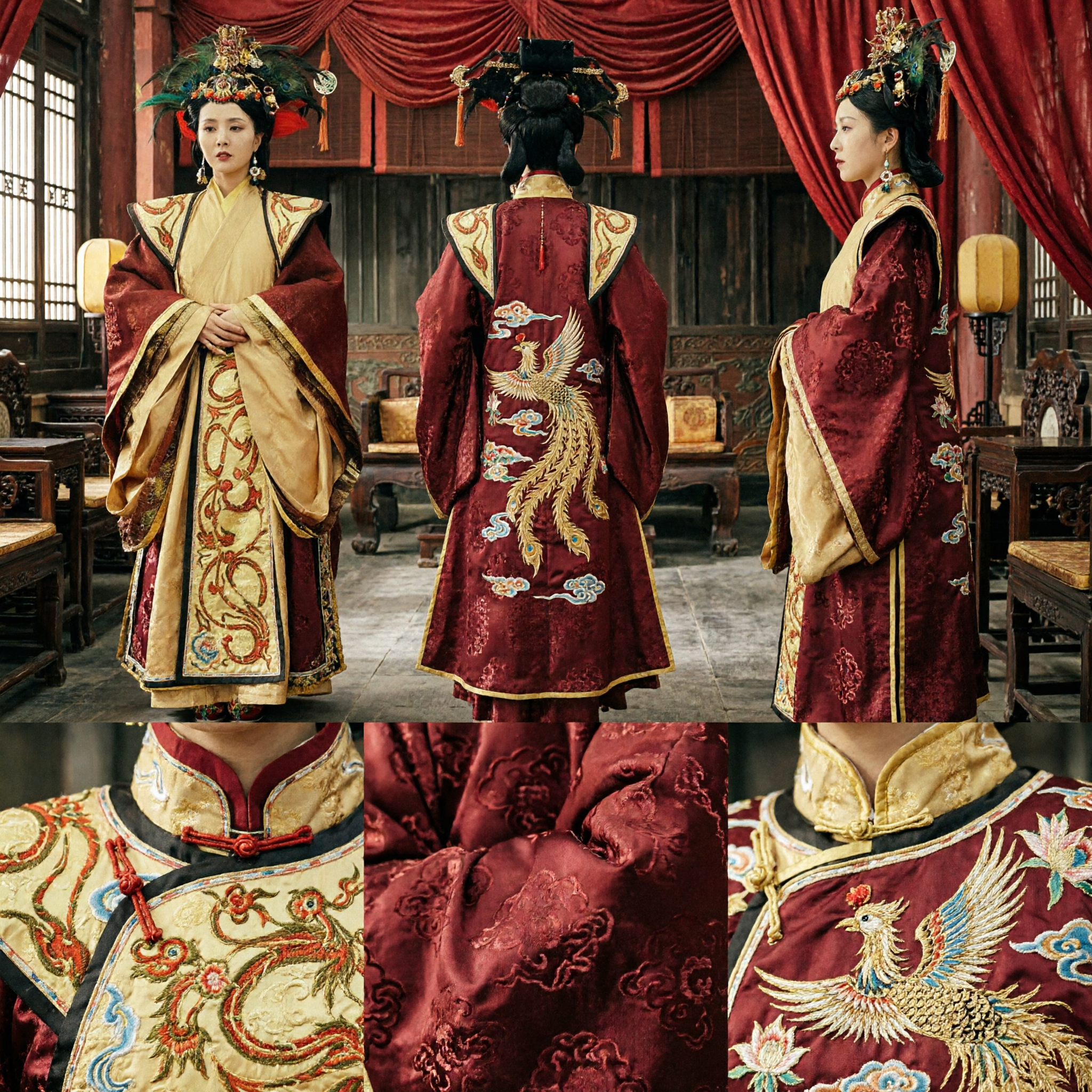 Women's Ancient Chinese Empress Hanfu Costume Traditional Imperial Dress with Headdress for Stage Performance - Asian Costume