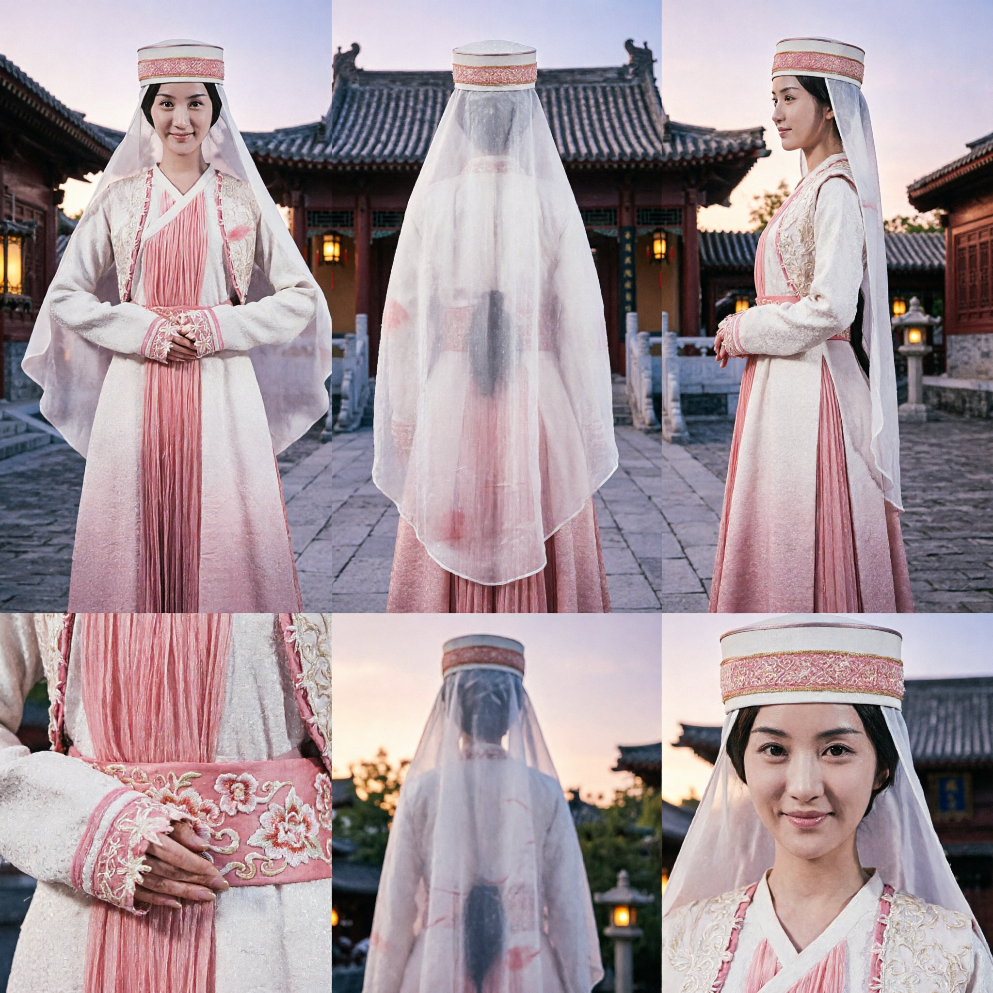 Traditional Chinese Ancient Princess Costume Complete Set Pink White Hanfu Dress for Women Cosplay Performance - Asian Costume