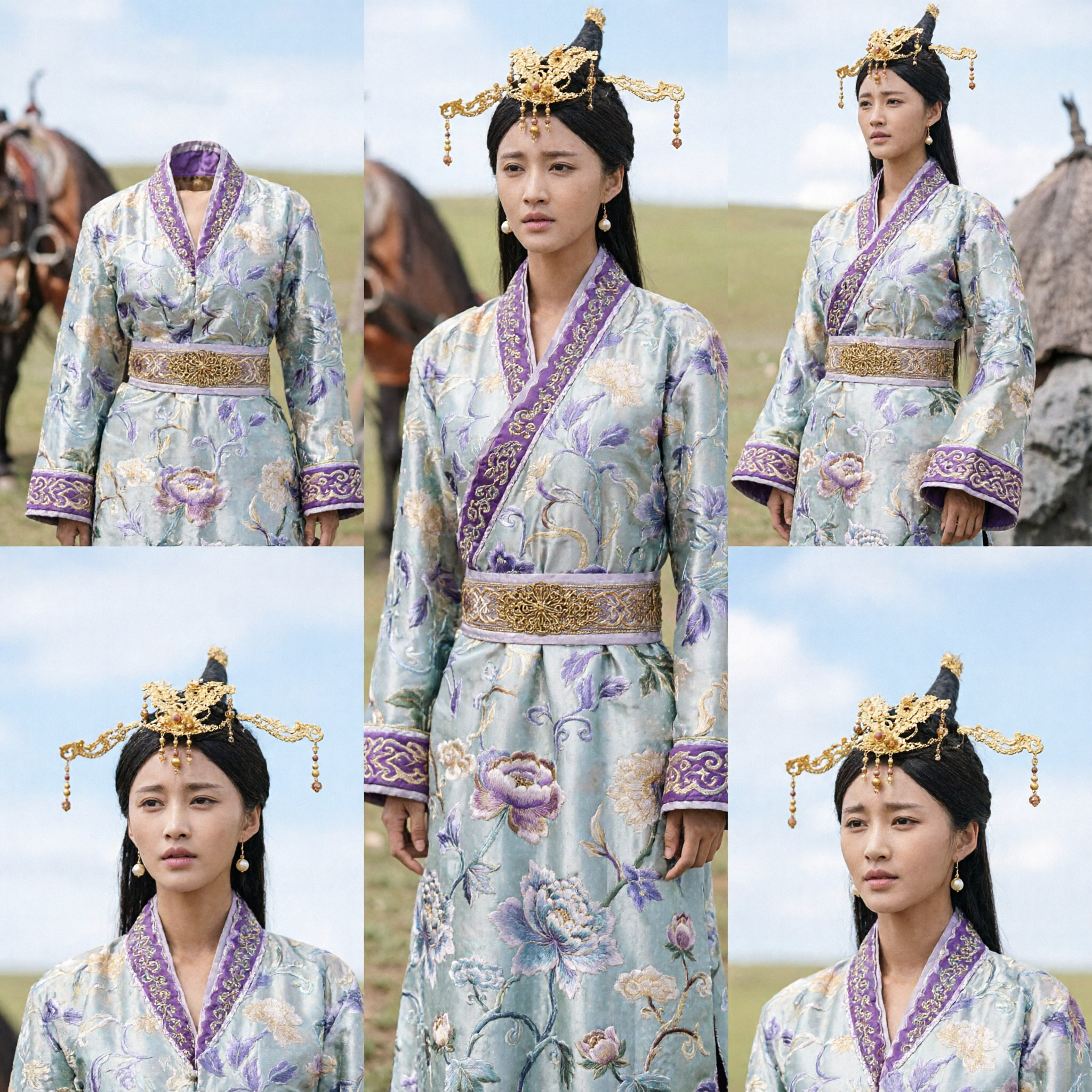 Traditional Chinese Ancient Princess Hanfu Costume Complete Set Historical Drama Clothing for Women with Gold Headpiece - Asian Costume