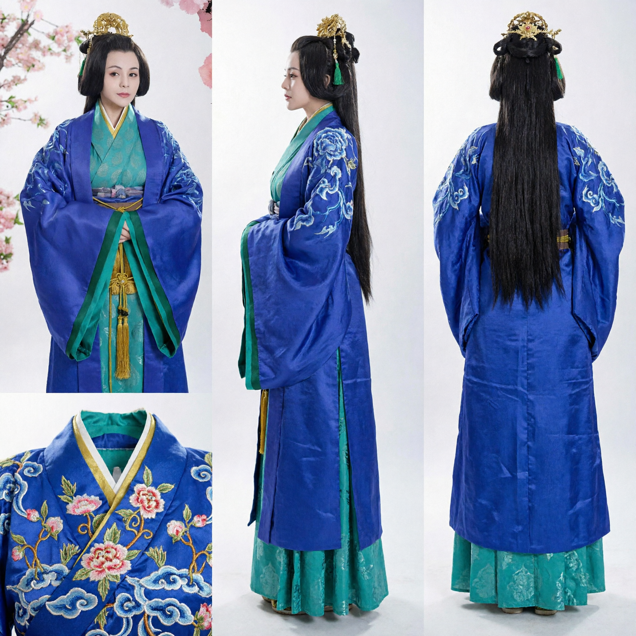 Elegant Blue Hanfu Traditional Chinese Ancient Costume Women's Historical Dress for Cosplay and Stage Performance - Asian Costume