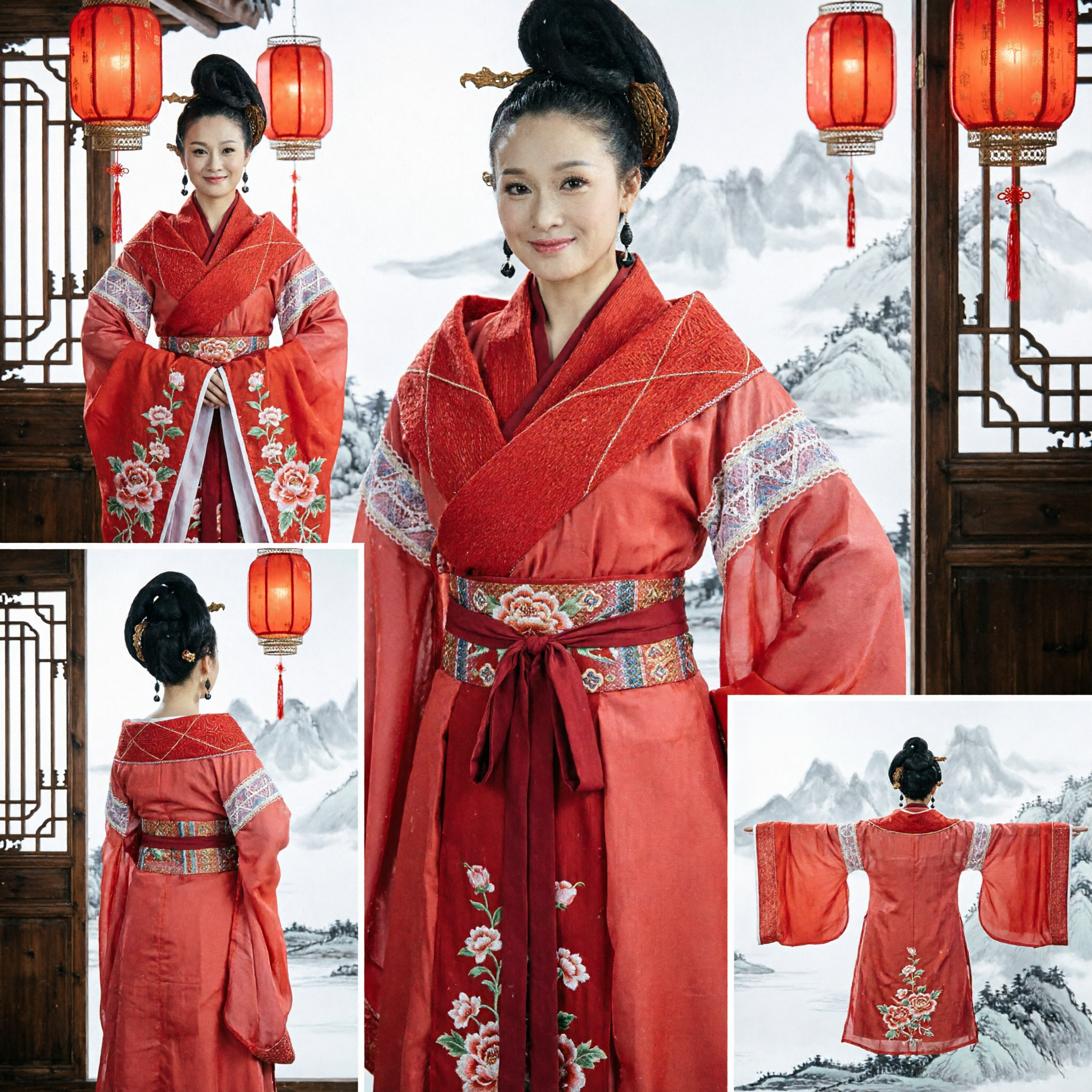 Women's Red Tang Dynasty Hanfu Traditional Chinese Ancient Costume with Embroidery for Stage Performance and Cosplay - Asian Costume