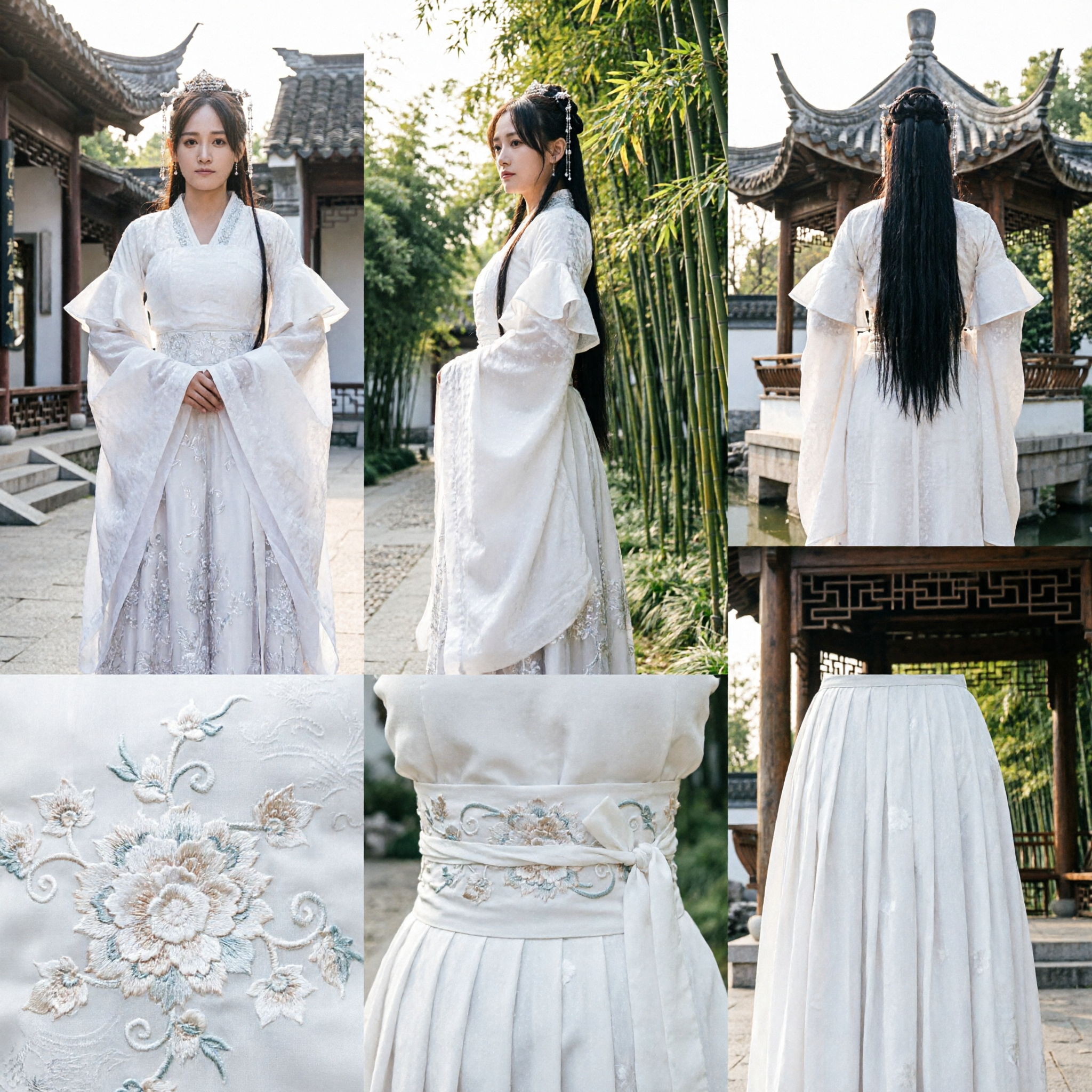 Elegant White Chinese Traditional Hanfu Costume Ancient Fairy Dress for Women Cosplay Photography - Asian Costume