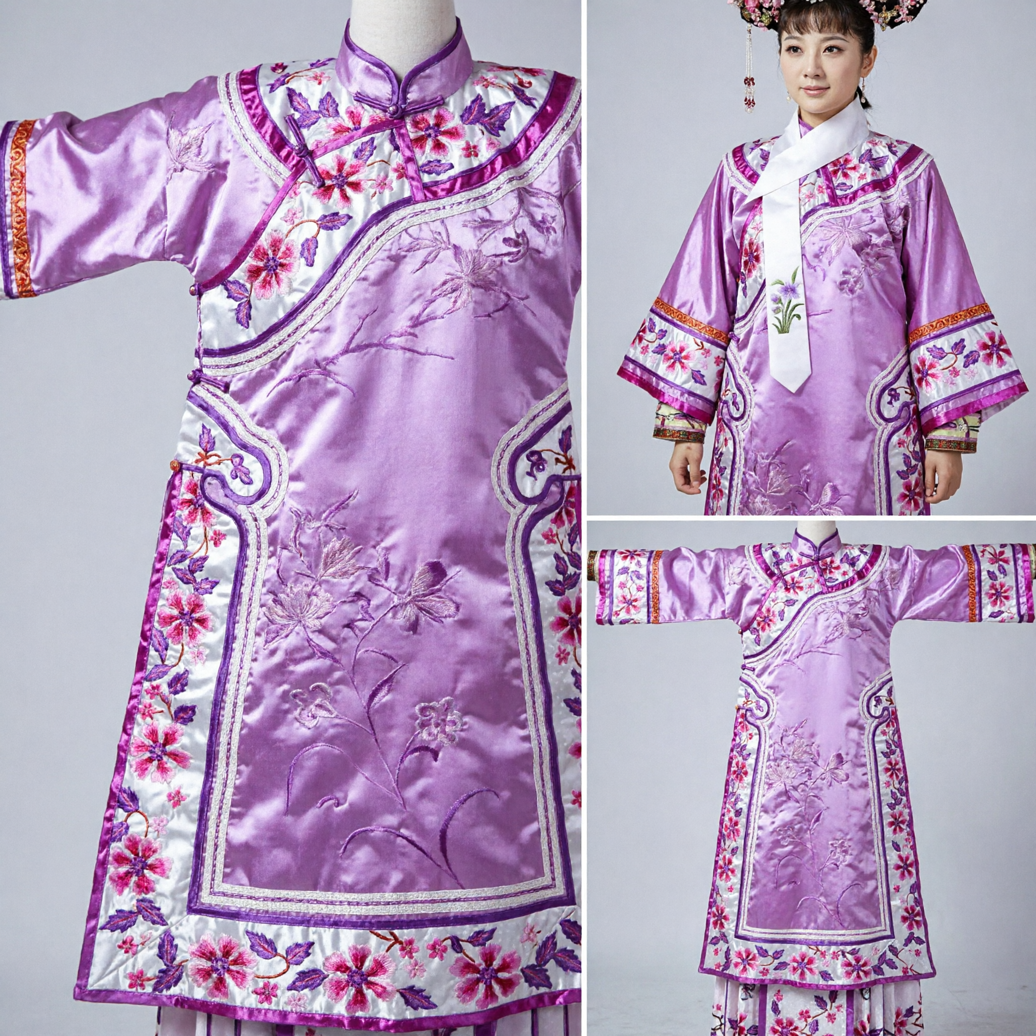 Purple Qing Dynasty Imperial Concubine Costume Traditional Chinese Embroidered Palace Drama Hanfu Dress for Women - Asian Costume