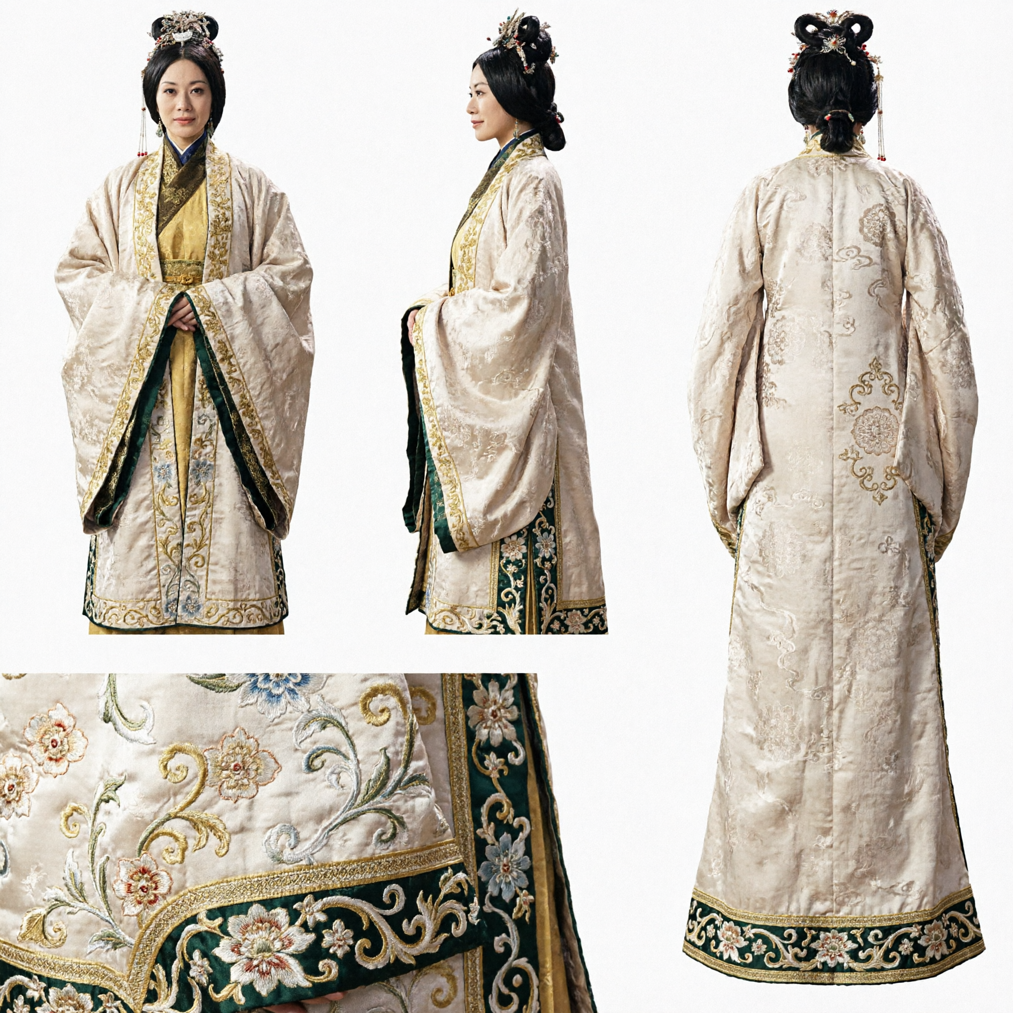 Traditional Chinese Ancient Palace Lady Hanfu Costume White and Gold Embroidery for Women Historical Cosplay - Asian Costume