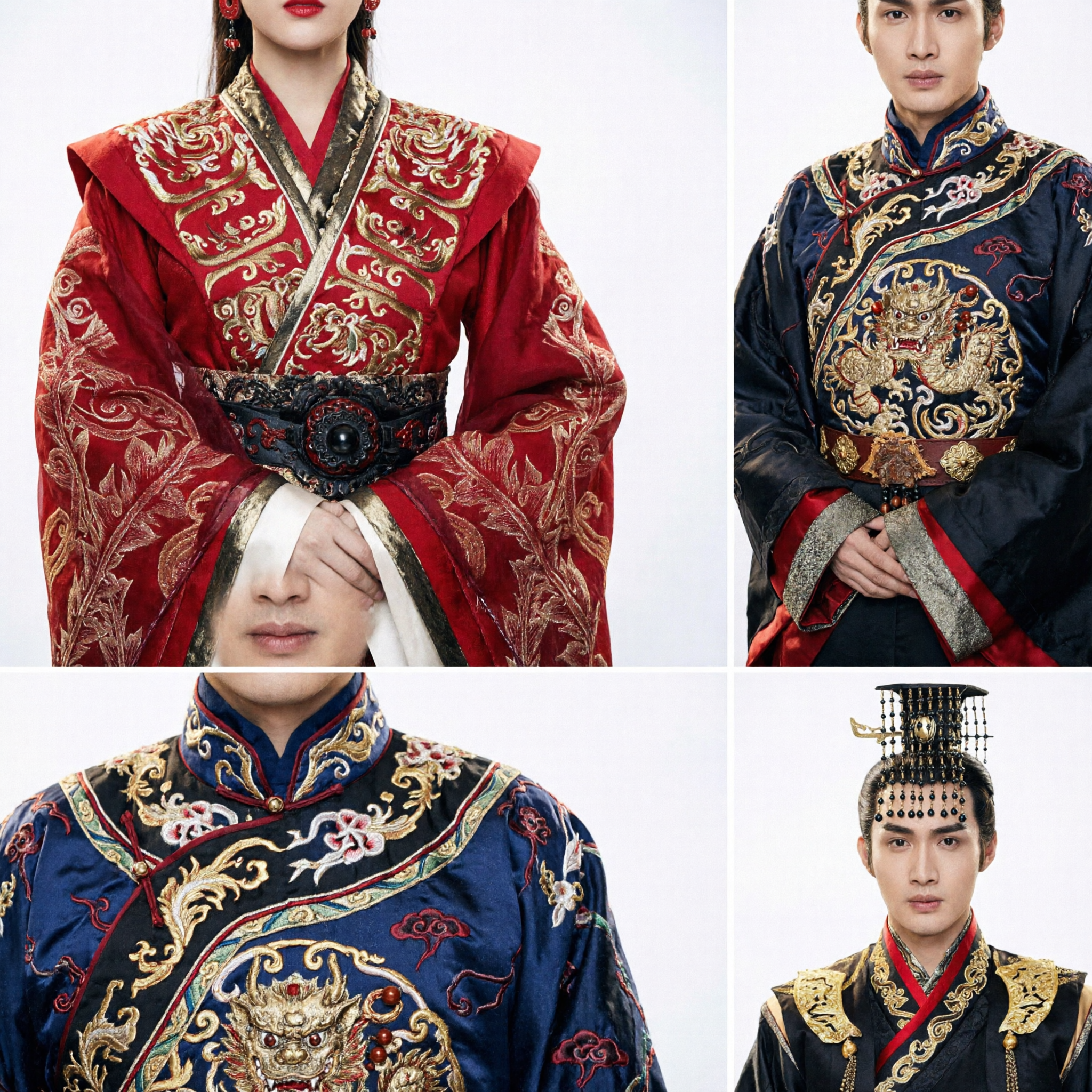 Ancient Chinese Imperial Wedding Hanfu Costume Set Qin Dynasty Emperor Empress Robes for Cosplay - Asian Costume