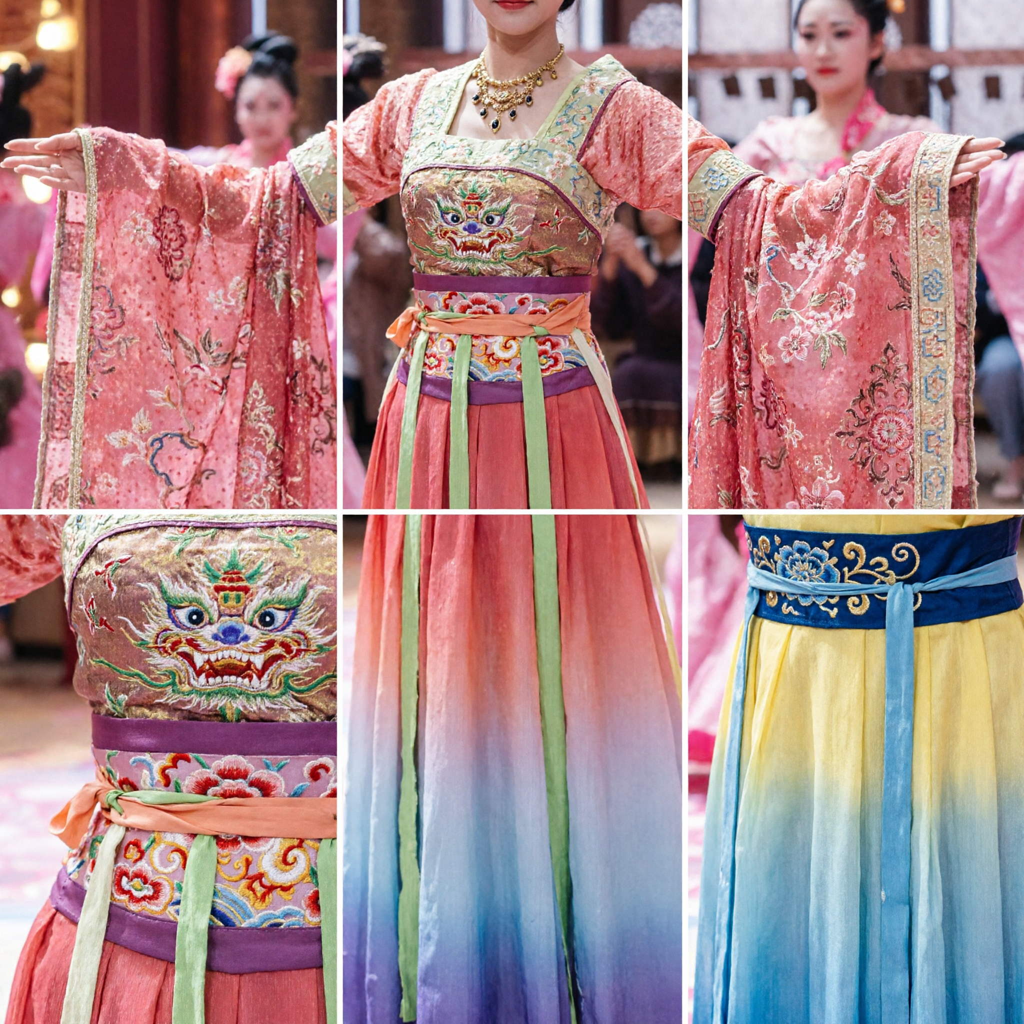 Chinese Traditional Tang Dynasty Palace Dance Costume Ancient Princess Hanfu with Long Water Sleeves for Women Performance - Asian Costume