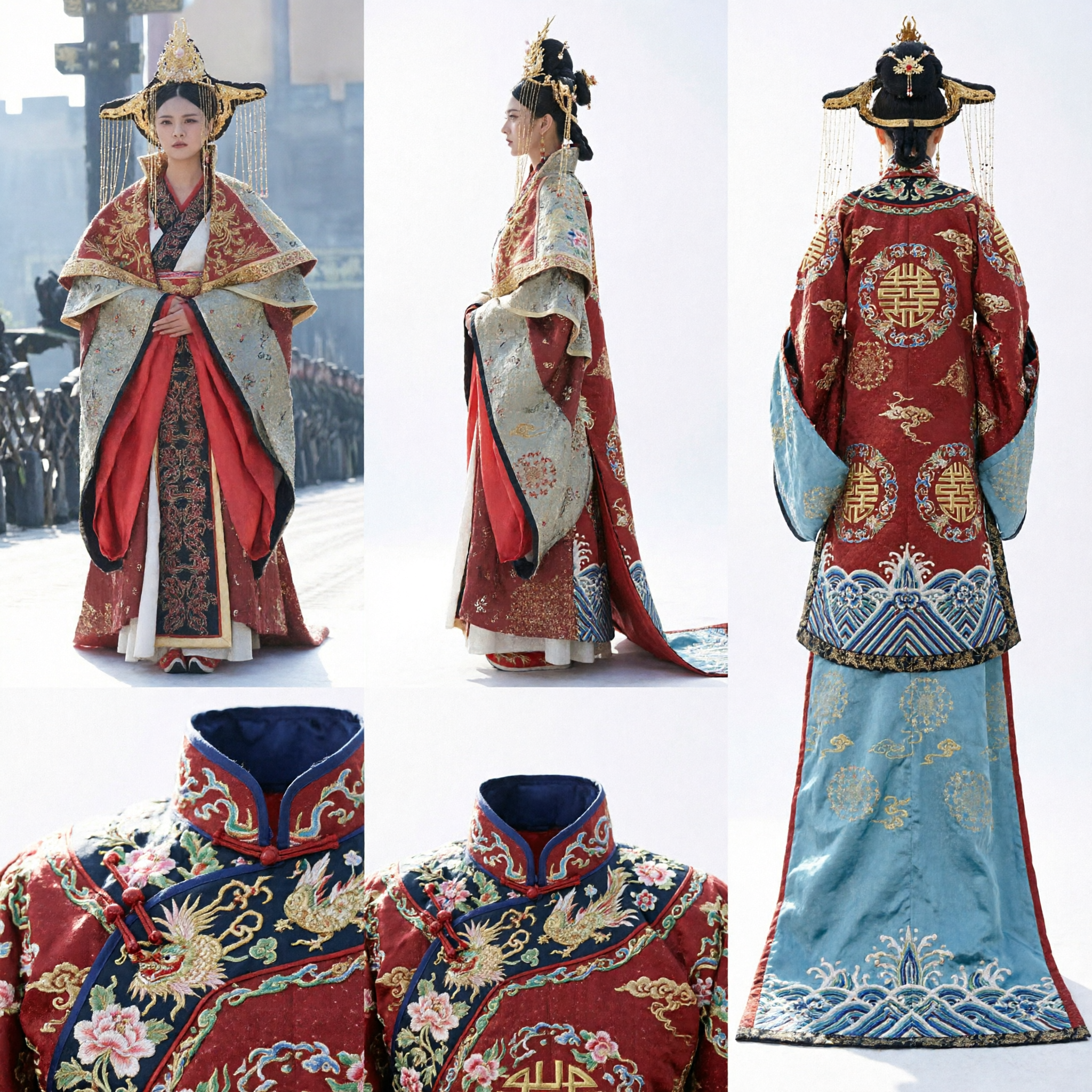Traditional Chinese Ancient Empress Costume Red and Gold Hanfu Dress with Crown for Women - Asian Costume